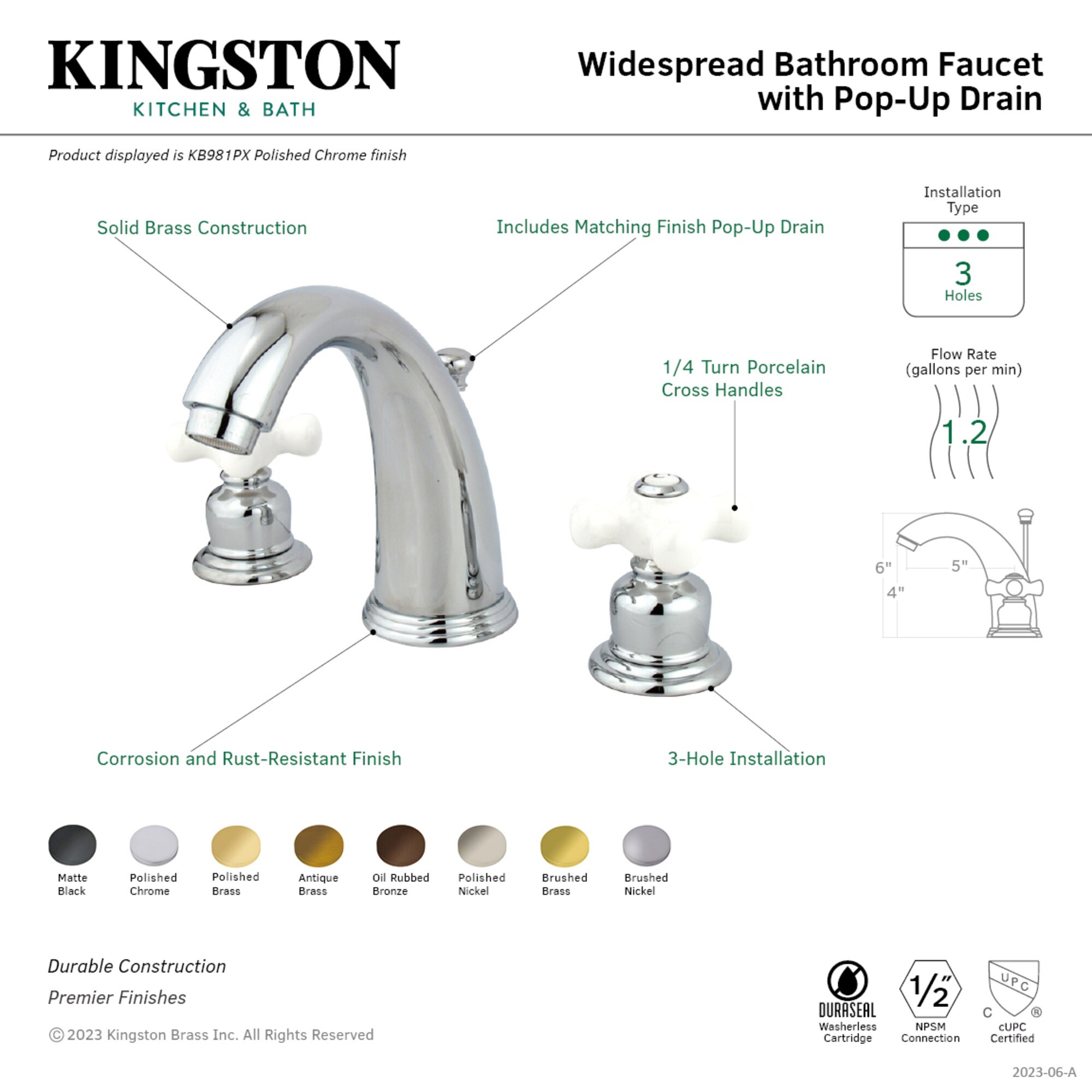 Kingston Brass WLKB981PX Lavatory-Faucets - View #2