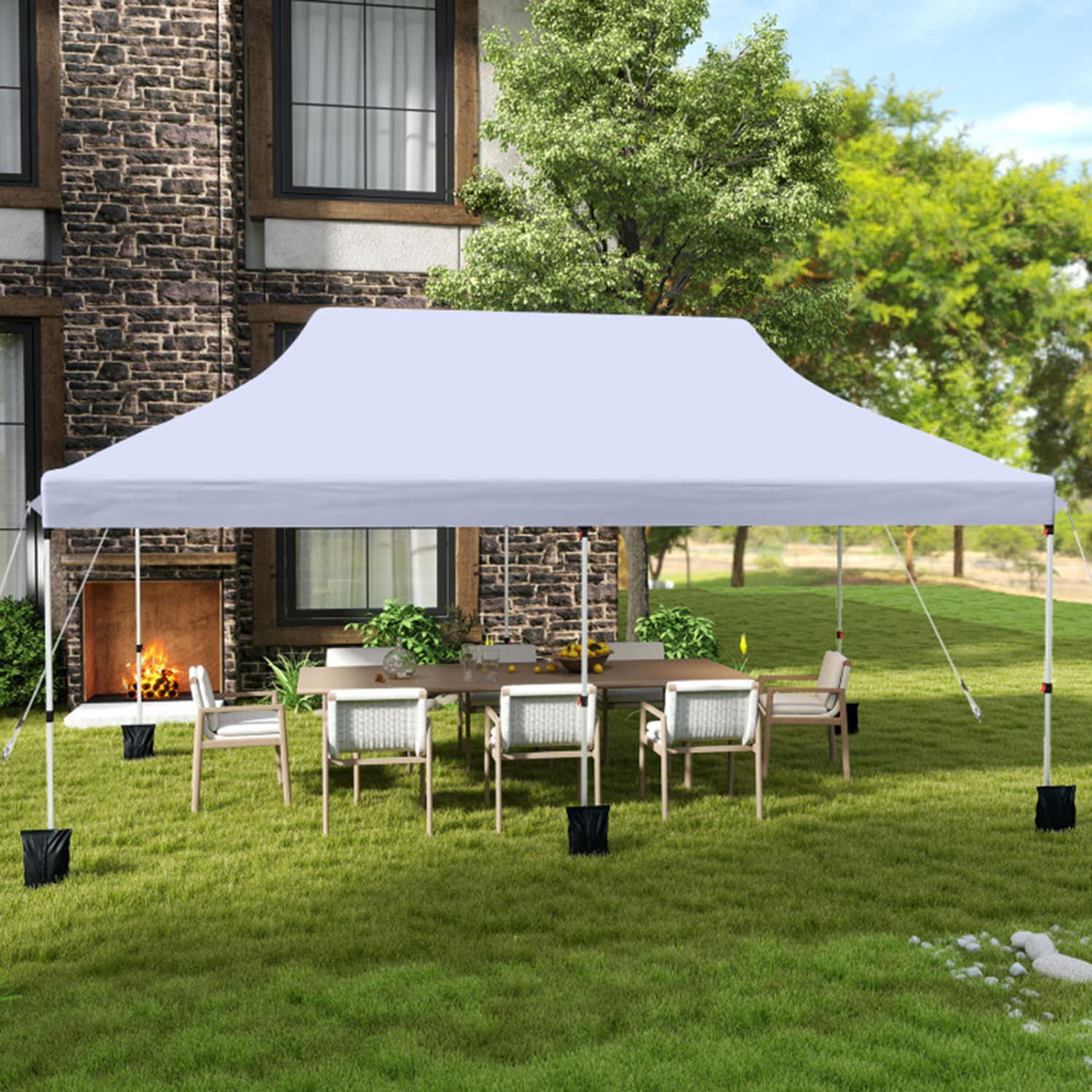 Mondawe - 20-ft x 10-ft Rectangle White Pop-up canopy