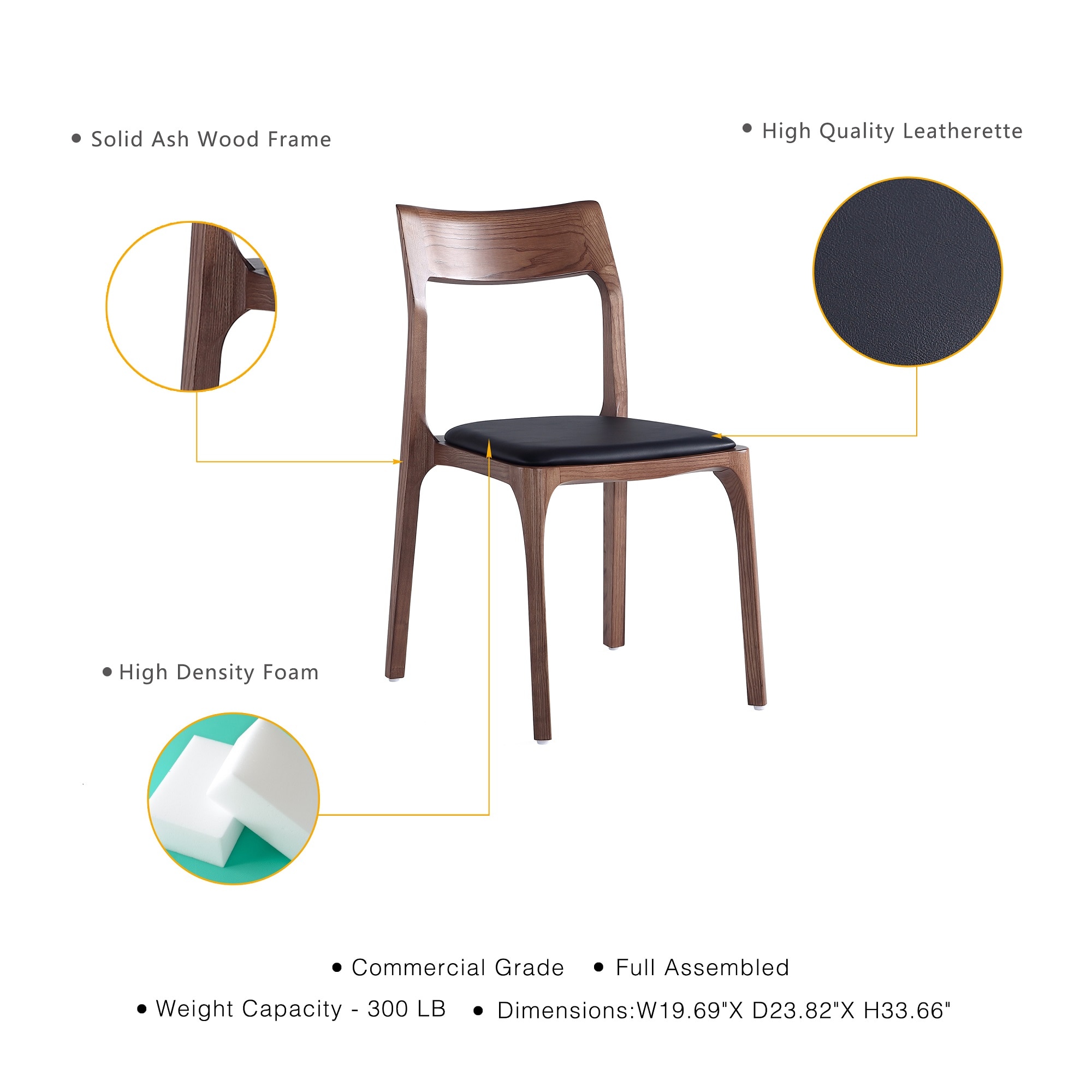 Moderno Walnut and Black Stackable Dining Chairs Set