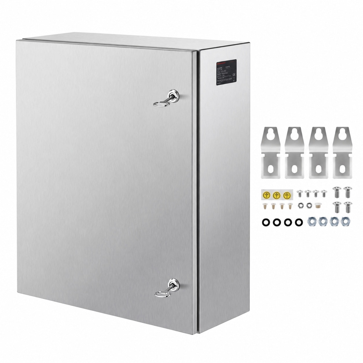 UUDULY Steel Electrical Box 24 by 20 by 8 304 Stainless Steel Outdoor Wall Mounted Electrical Enclosure with Mounting Plate Hinges and Lock IP66 #LUU0803U492-1