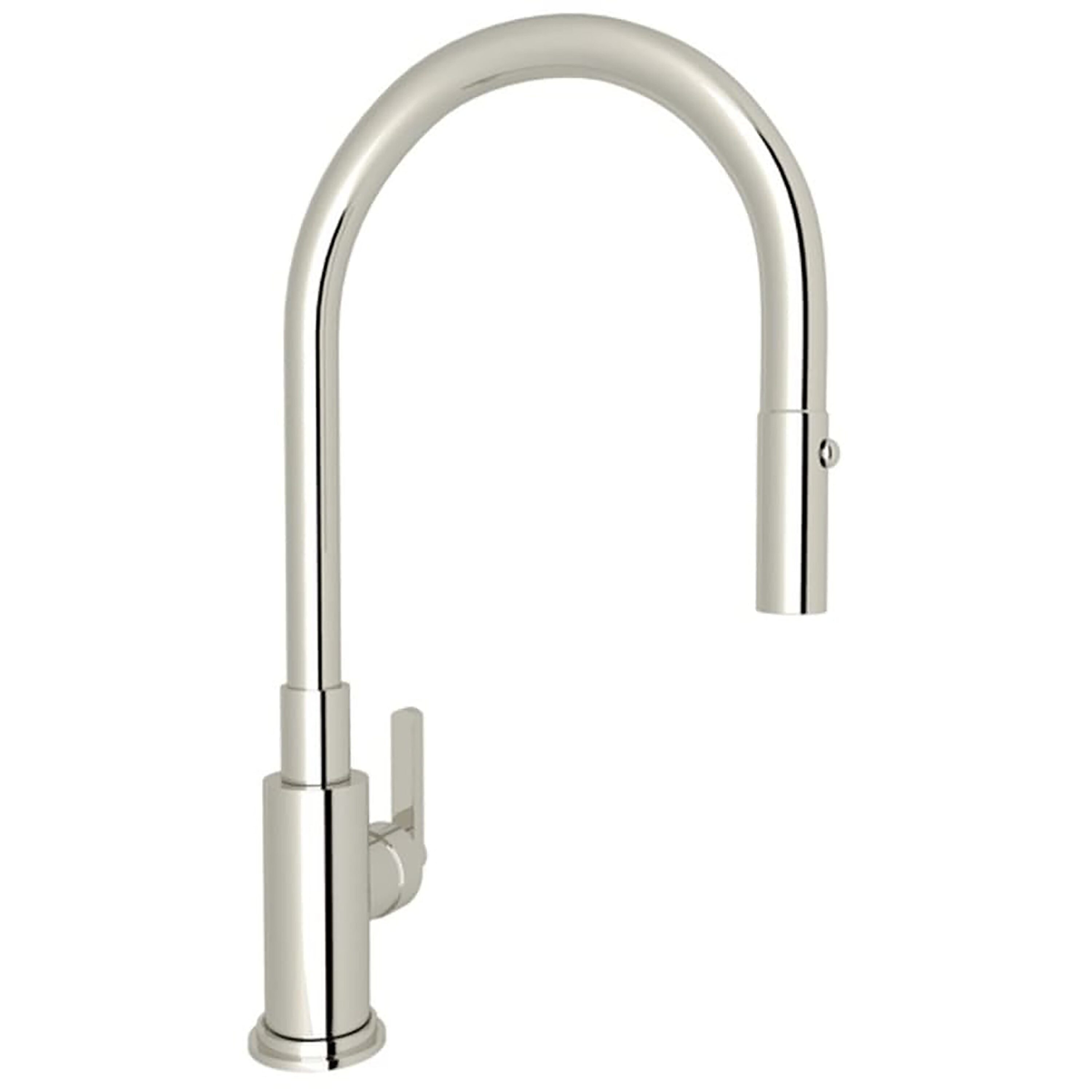 Rohl A3430LMPN-2 Polished Nickel Single Handle Deck-mount Kitchen Faucet with Sprayer