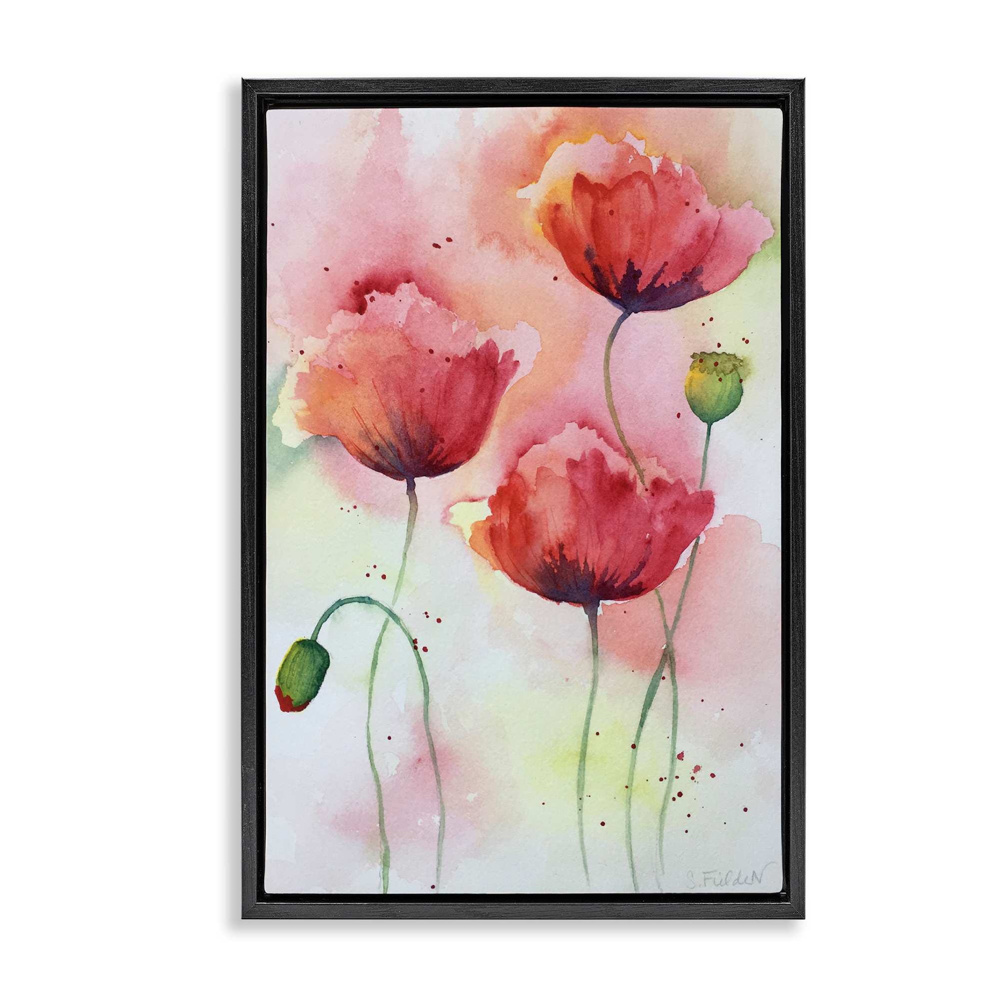 Stupell Industries BS-584-FFB-20X30 Red Poppies with Speckles Floating Frame design by Stephanie Fielden