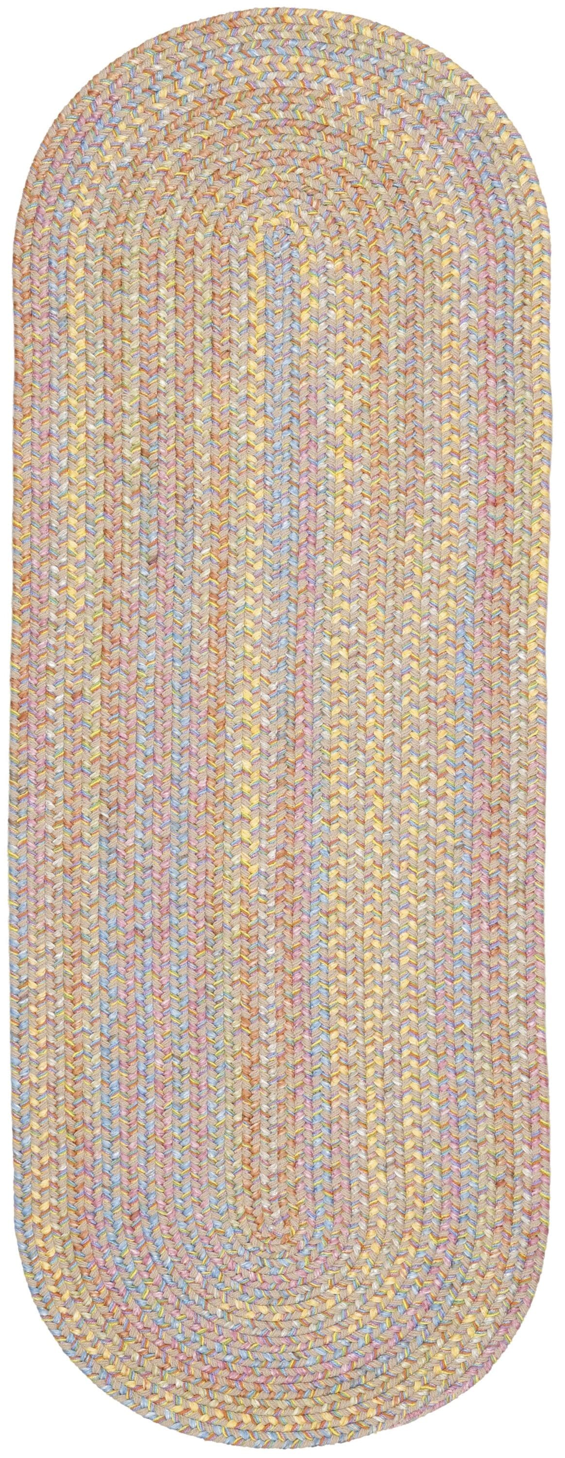 Rhody Rug PT03R024X048 2 x 4 (ft) Braided Polypropylene Sand Beige Oval Indoor/Outdoor Geometric Area rug