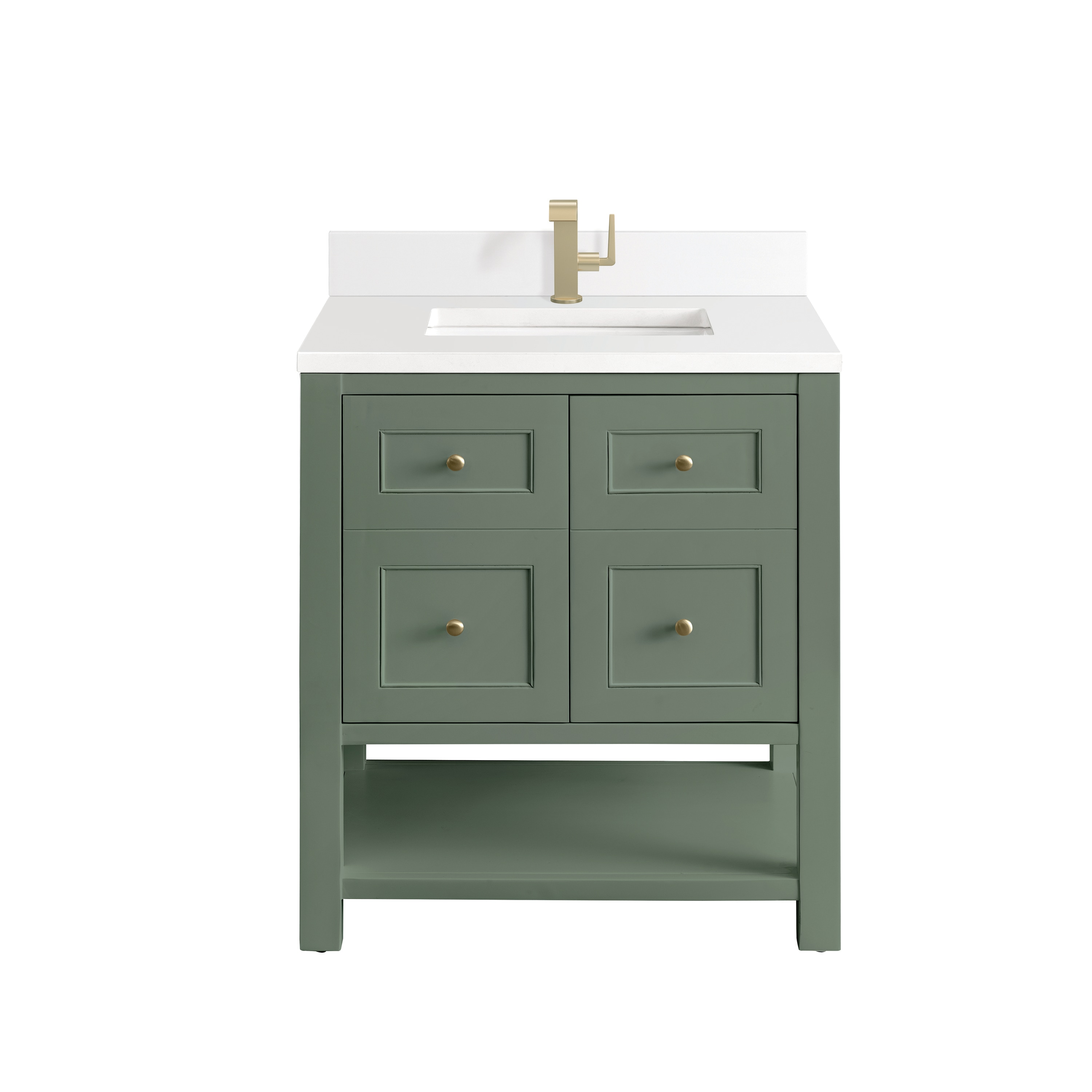 James Martin Vanities 330-V30-SC-1WZ Breckenridge 30-in Smokey Celadon Undermount Single Sink Bathroom Vanity with White Zeus Quartz Top