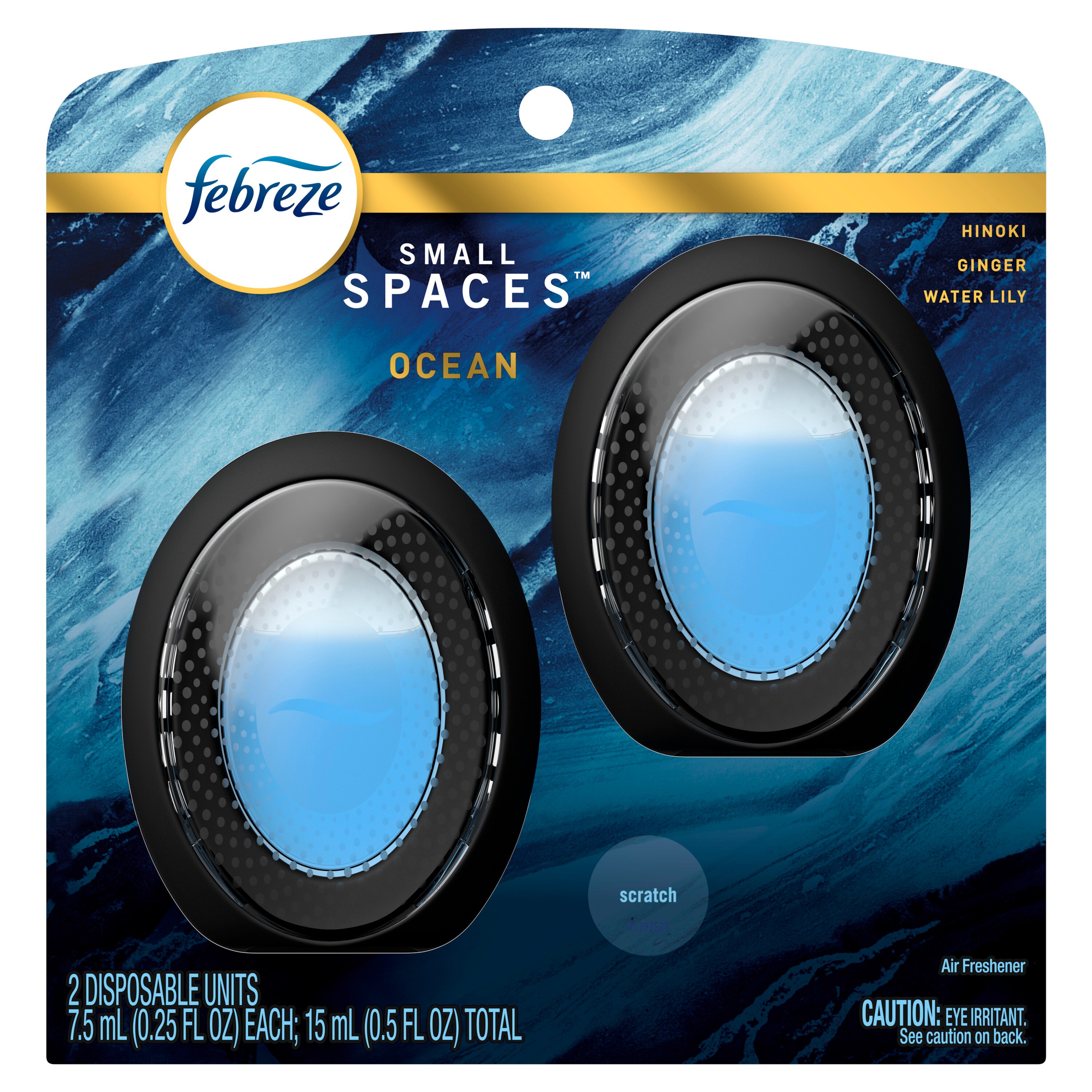 Febreze 3700067497 Small Spaces Odor Eliminator 0.25-oz Ocean Gel Air Freshener (2-Pack)
