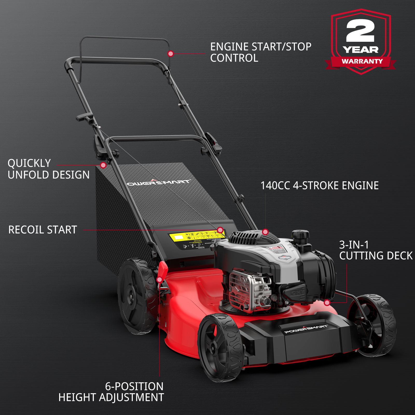 PowerSmart B8721P Gas-Walk-Behind-Mowers - View #2