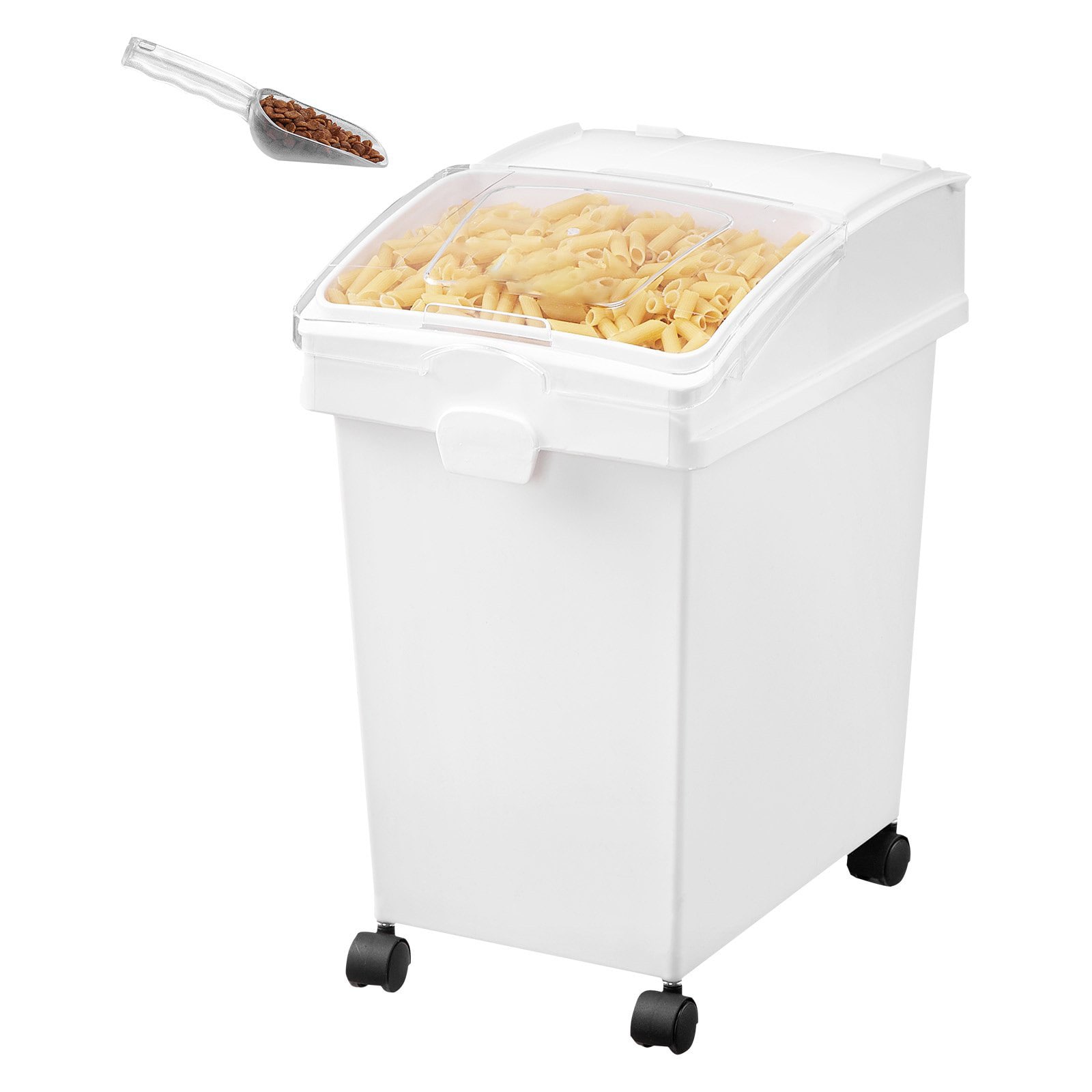 Mecale Rice Storage Container 6.6-Gallon 25L 3-Pack Dry Food Dispenser Bins with Wheels White