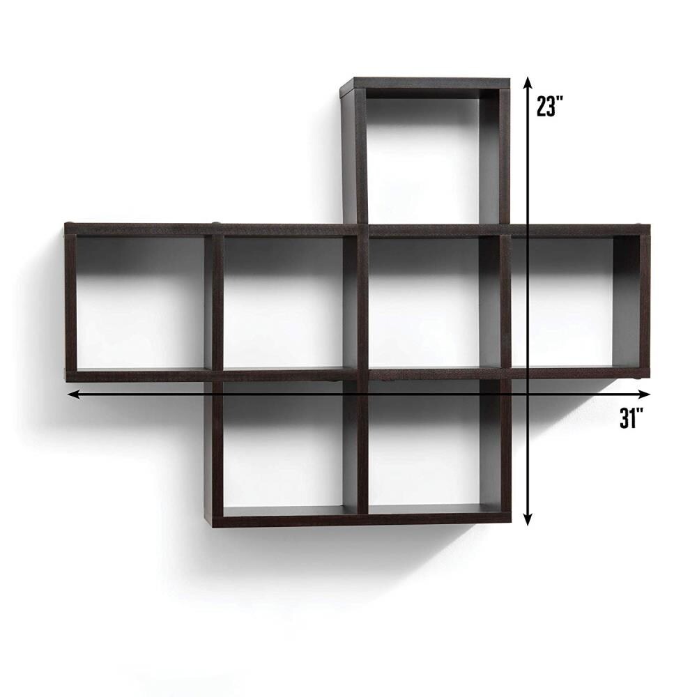 Double Bookcase Shelf Wood Wide 3 Shelves Open Storage Furniture Espresso Black 