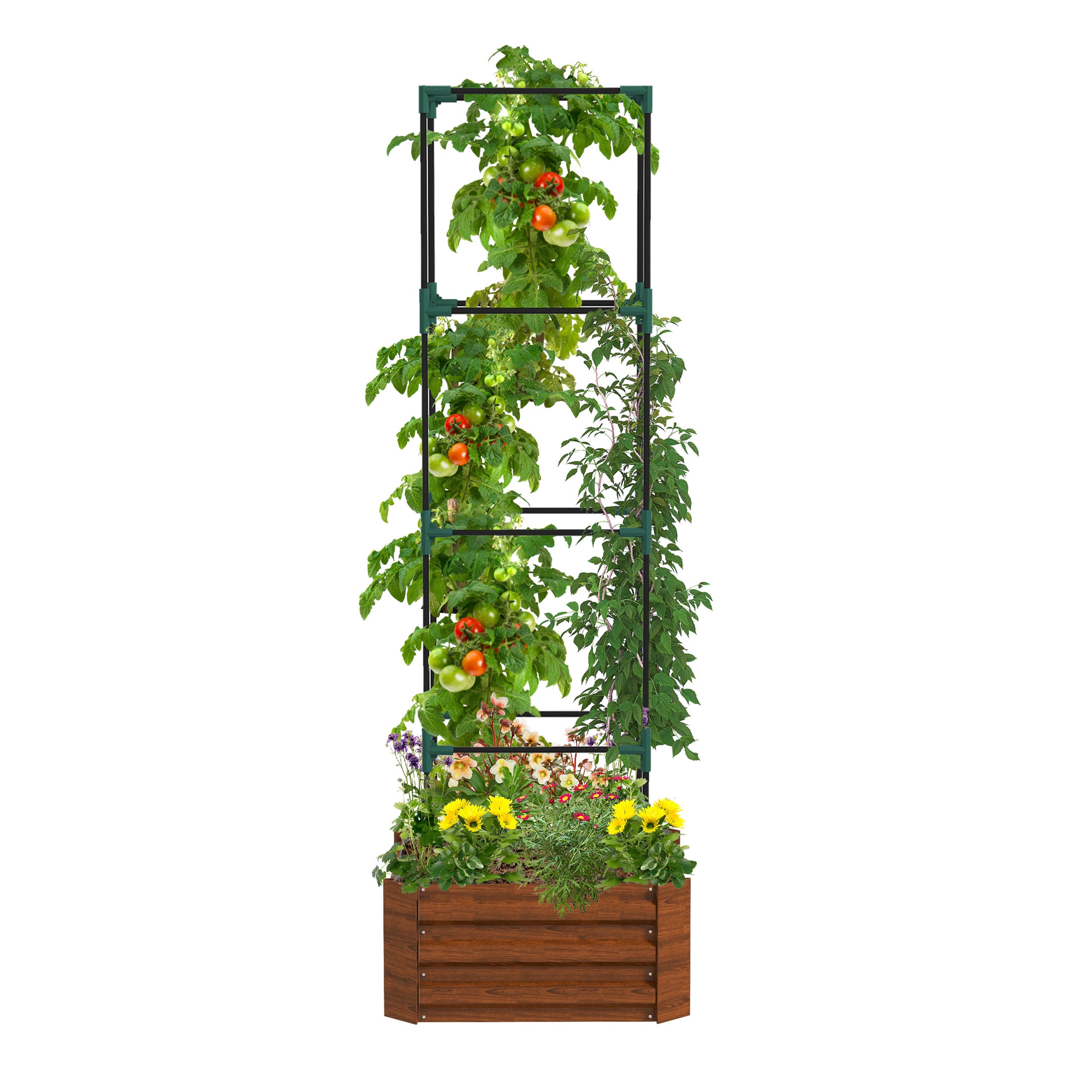 AHIOU HOME ZAAHG-P174400GB 3.6-cu ft 24-in W x 24-in L x 11.75-in H Elevated Brown Galvanized Metal Raised Garden Bed