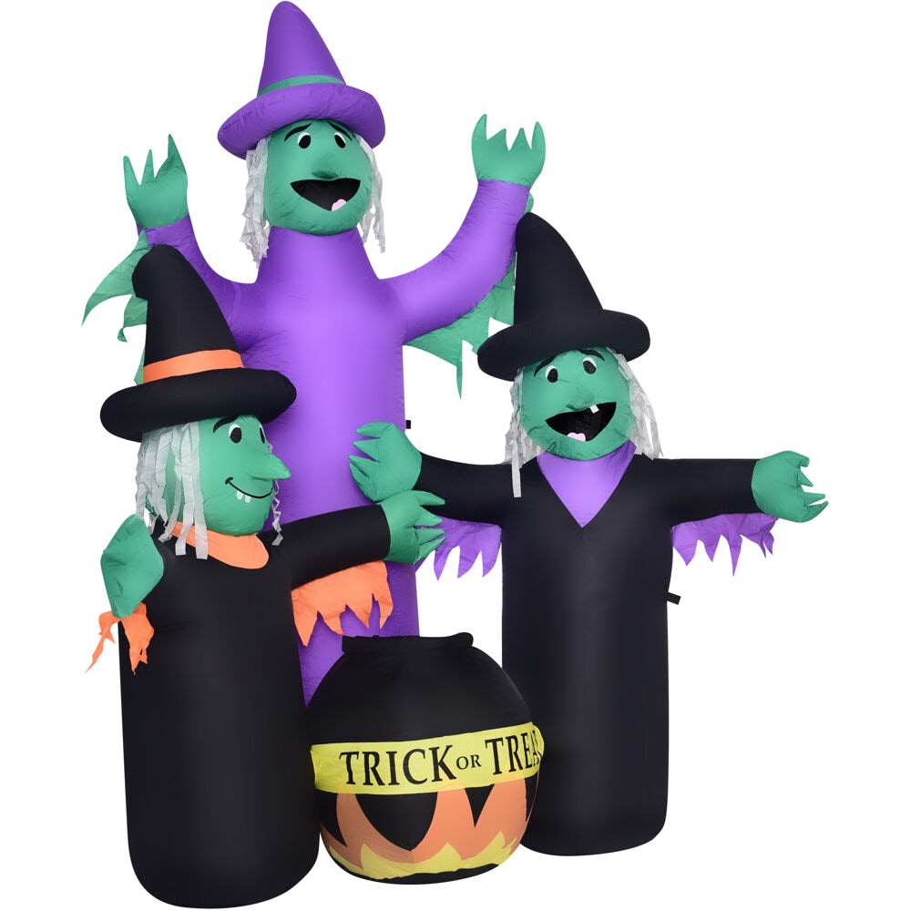 Haunted Hill Farm 6-ft Pre-Lit Haunted Hill Farm Brewing Witch Trio ...