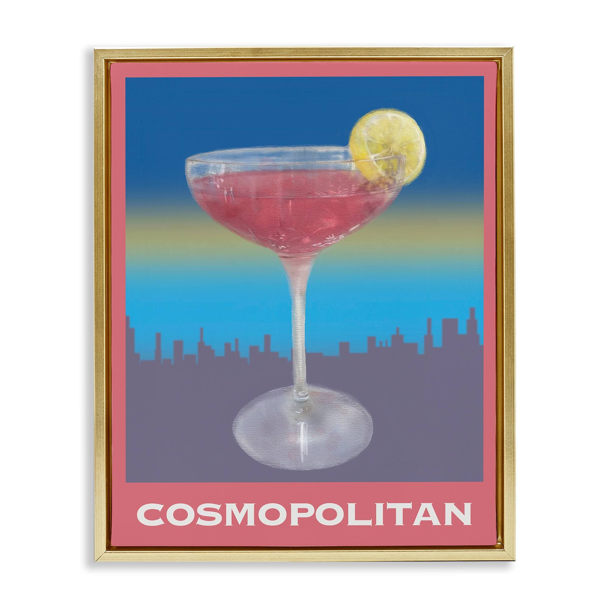 Stupell Industries BS-493-FFG-24X30 Cosmopolitan over Cityscape Gold Framed Floater Canvas Wall Art By Matthew Piotrowicz 25 x 31