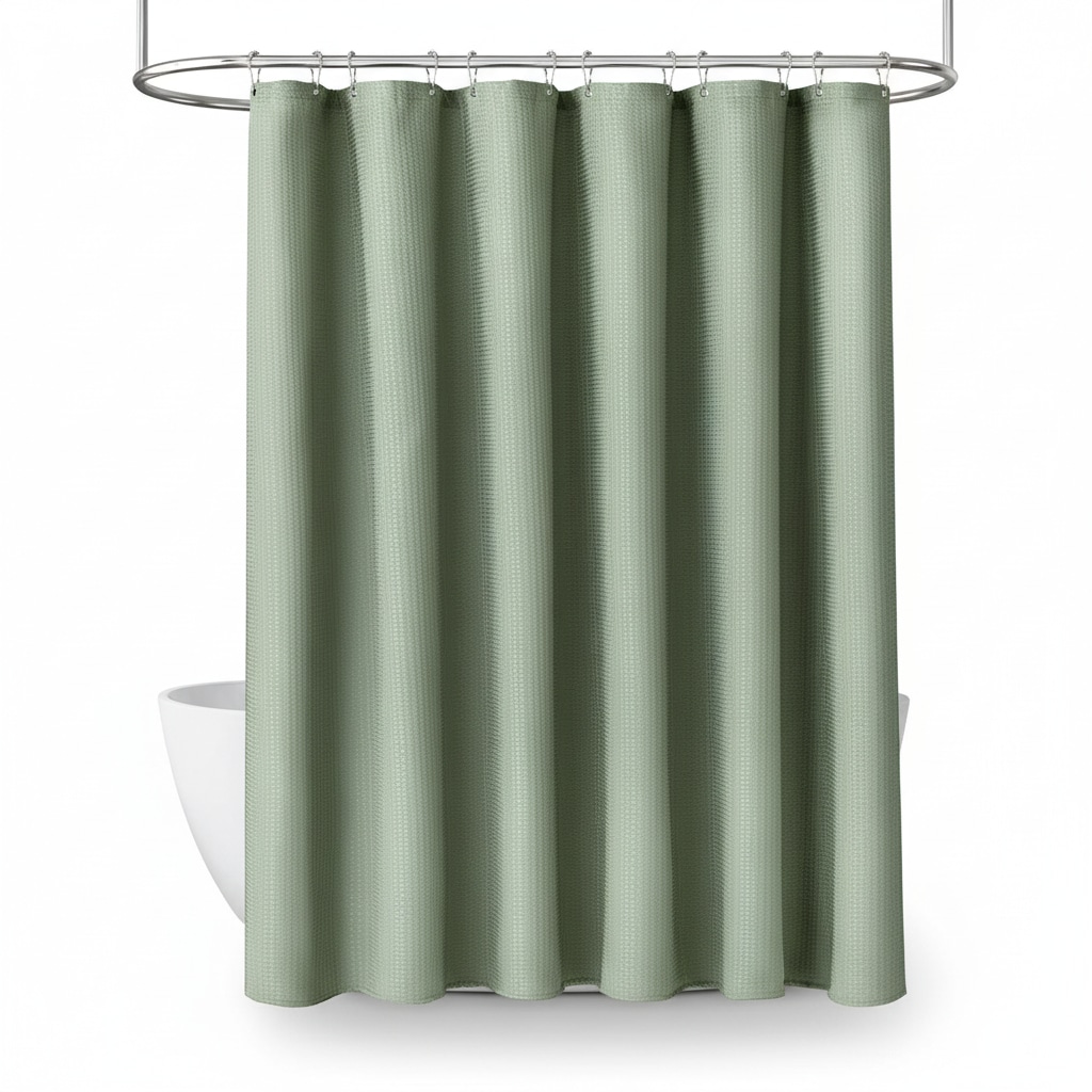 Paradigms Interiors Sage Green Heavy Duty Waffle Shower Curtain 72x72 Inches 256GSM Luxury Weighted Polyester Fabric with 12 Plastic Hooks for Bathroom #09CYLZPYP