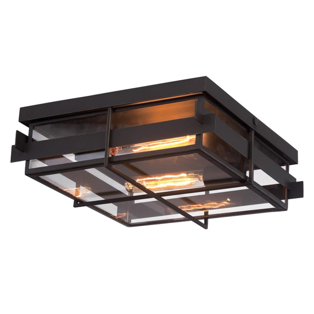 square bronze flush mount light