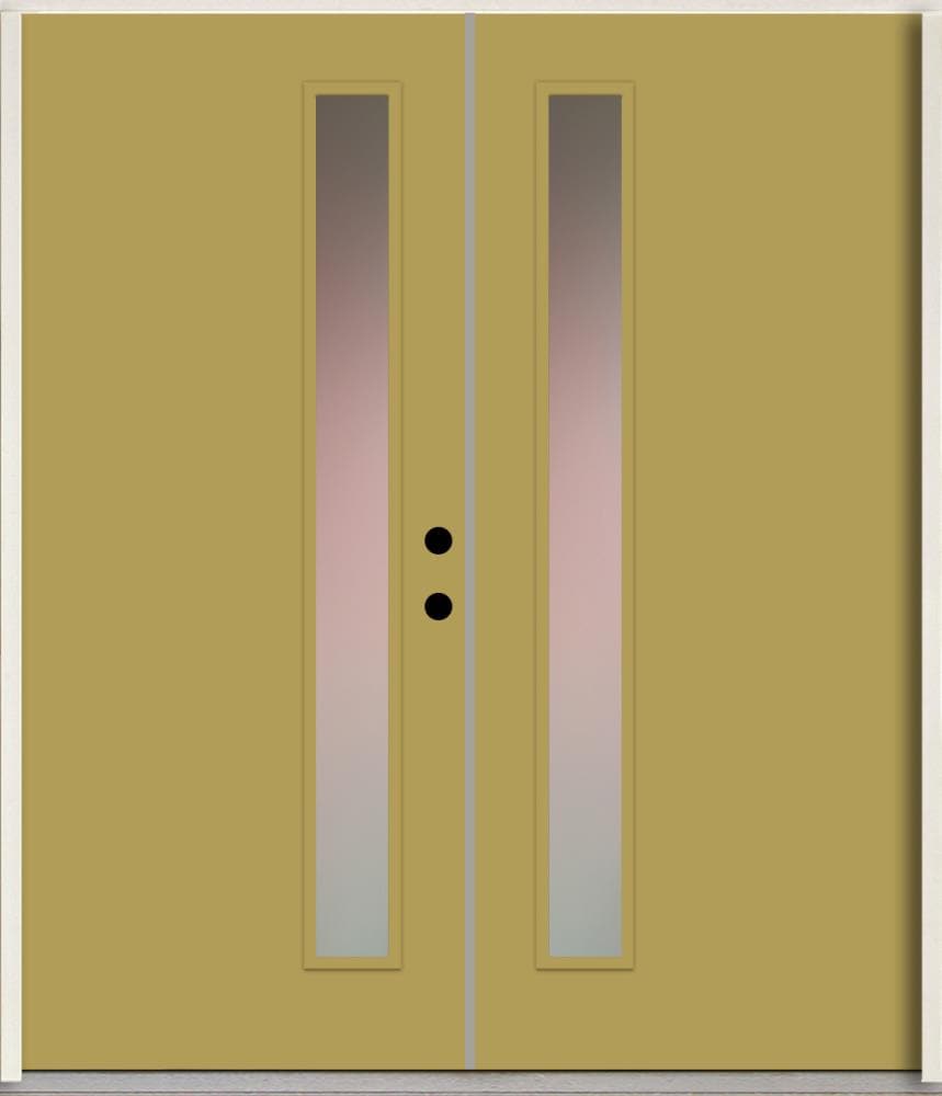 RELIABILT LO1065362 Spotlights 72-in x 80-in x Fiberglass 1/4 lite Left-hand inswing Meadowlark Paint Painted Prehung Double Front Door Insulating core