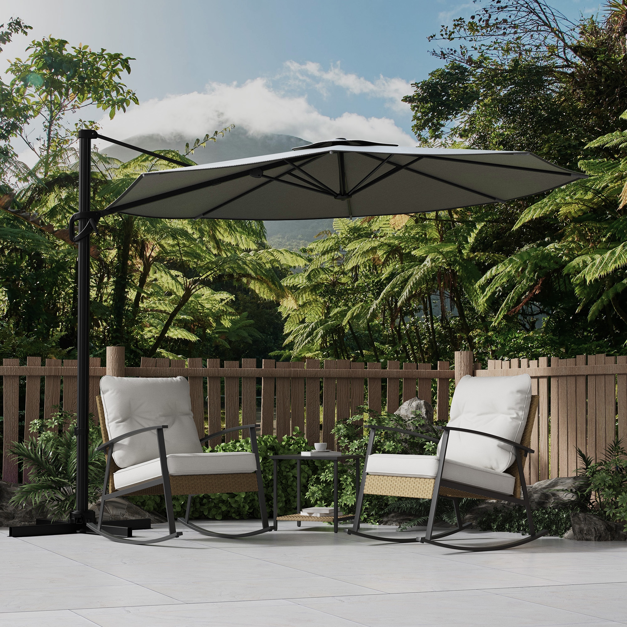 Sonkuki SD-MN12G 10-ft Steel Gray No-tilt Cantilever Patio Umbrella