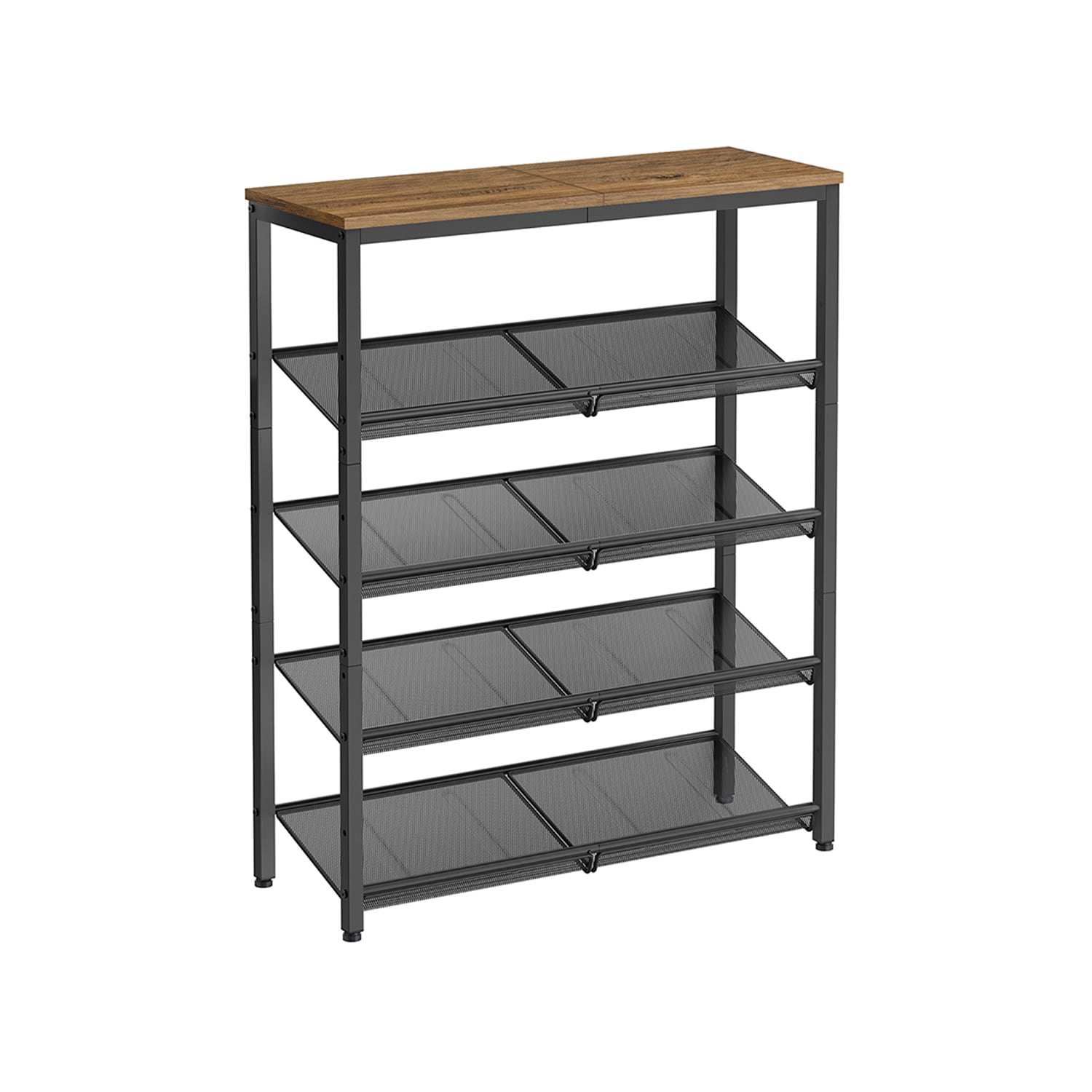 Slickblue 5-Tier Shoe Rack Holds 20-25 Pairs Adjustable Mesh Shelves Top Shelf for Bags and Decor Steel Frame - Multiple color options