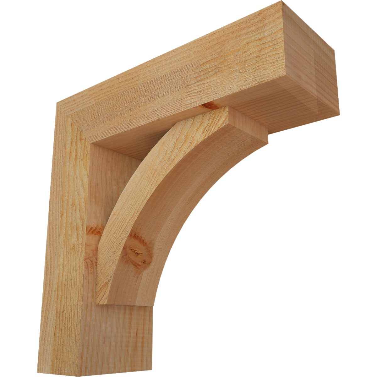 Ekena Millwork 1464034 Thorton block rough sawnbracket with offset brace 6-in x 18-in x 18-in Douglas fir Brown Wood Standard bracket