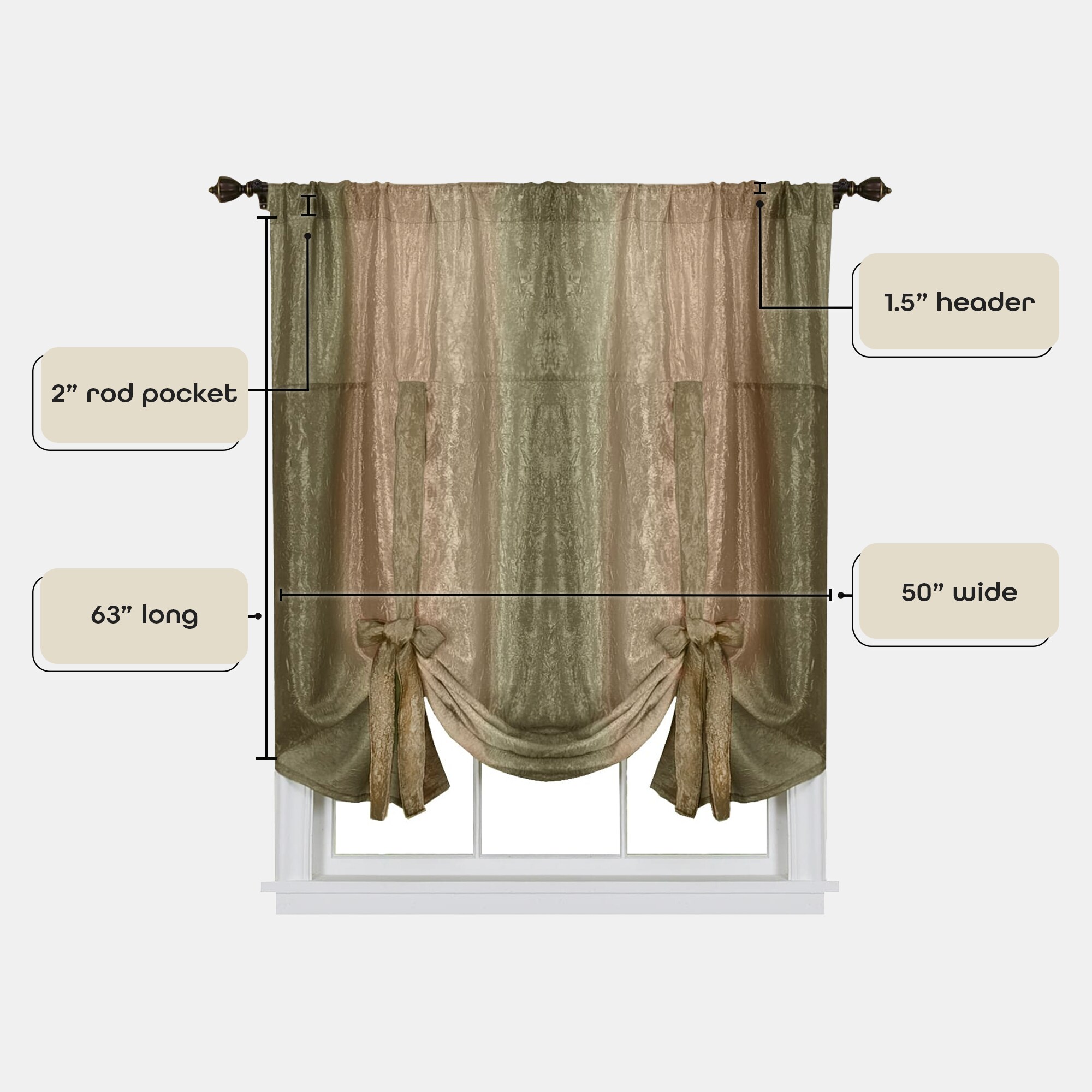 Achim 63-in Earth Ombre Light Filtering Rod Pocket Single Curtain Panel ...