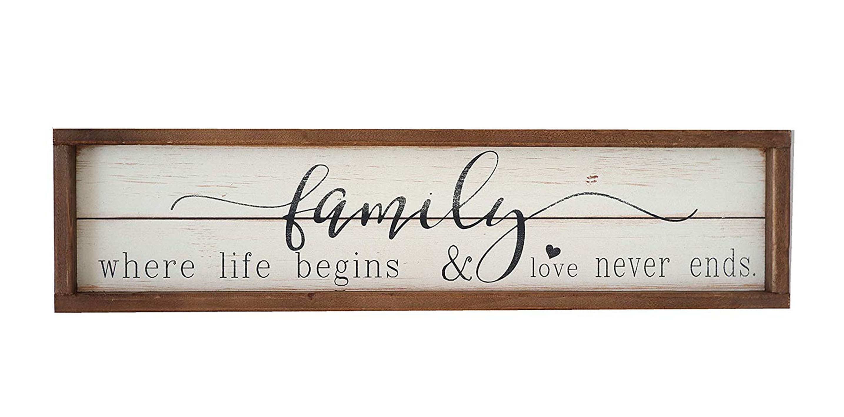 Parisloft Brown Wood Framed 6-in H x 23.6-in W Inspirational Wood Sign ...