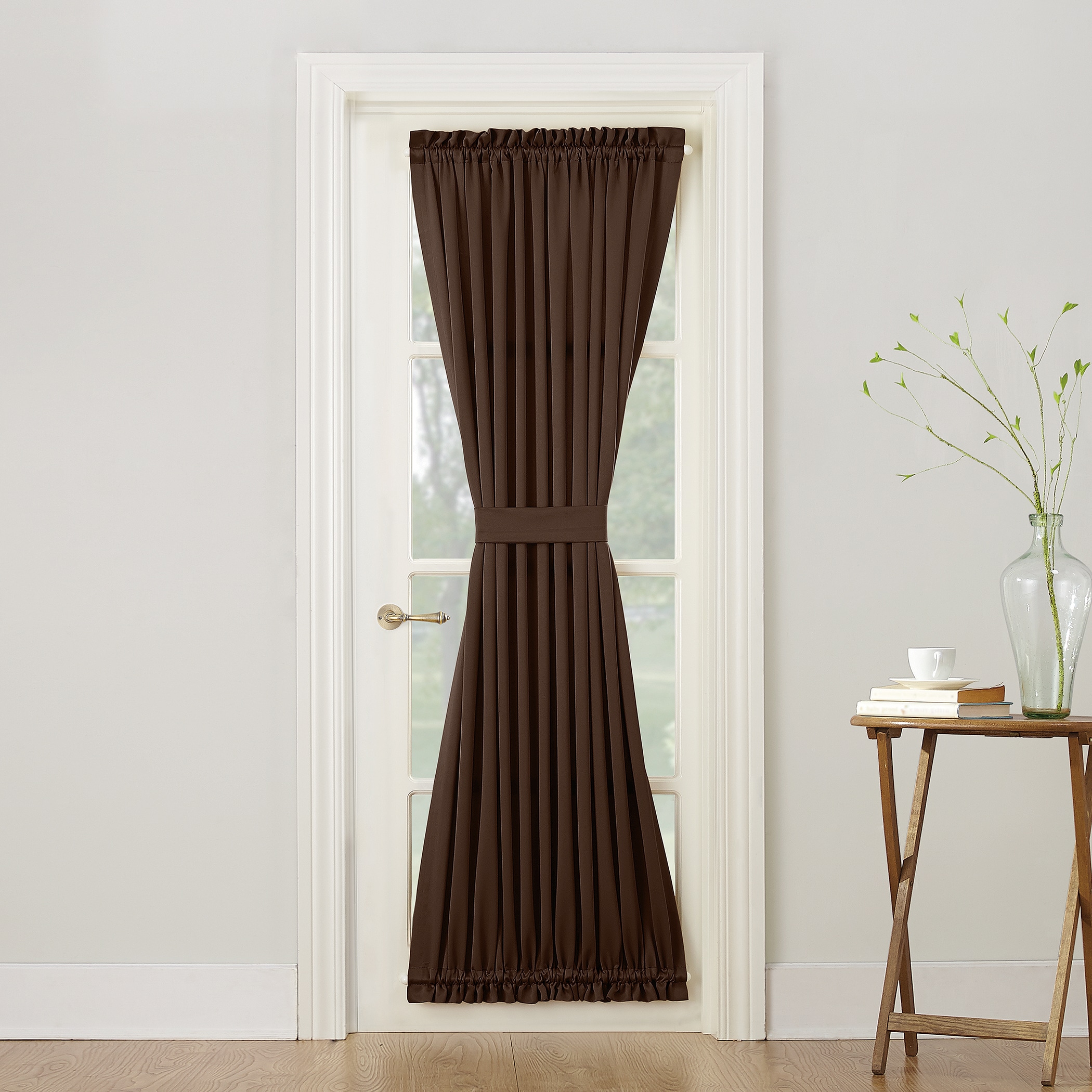 Sun Zero 47406 72-Inches Chocolate Room darkening Interlined Rod pocket Single curtain panel