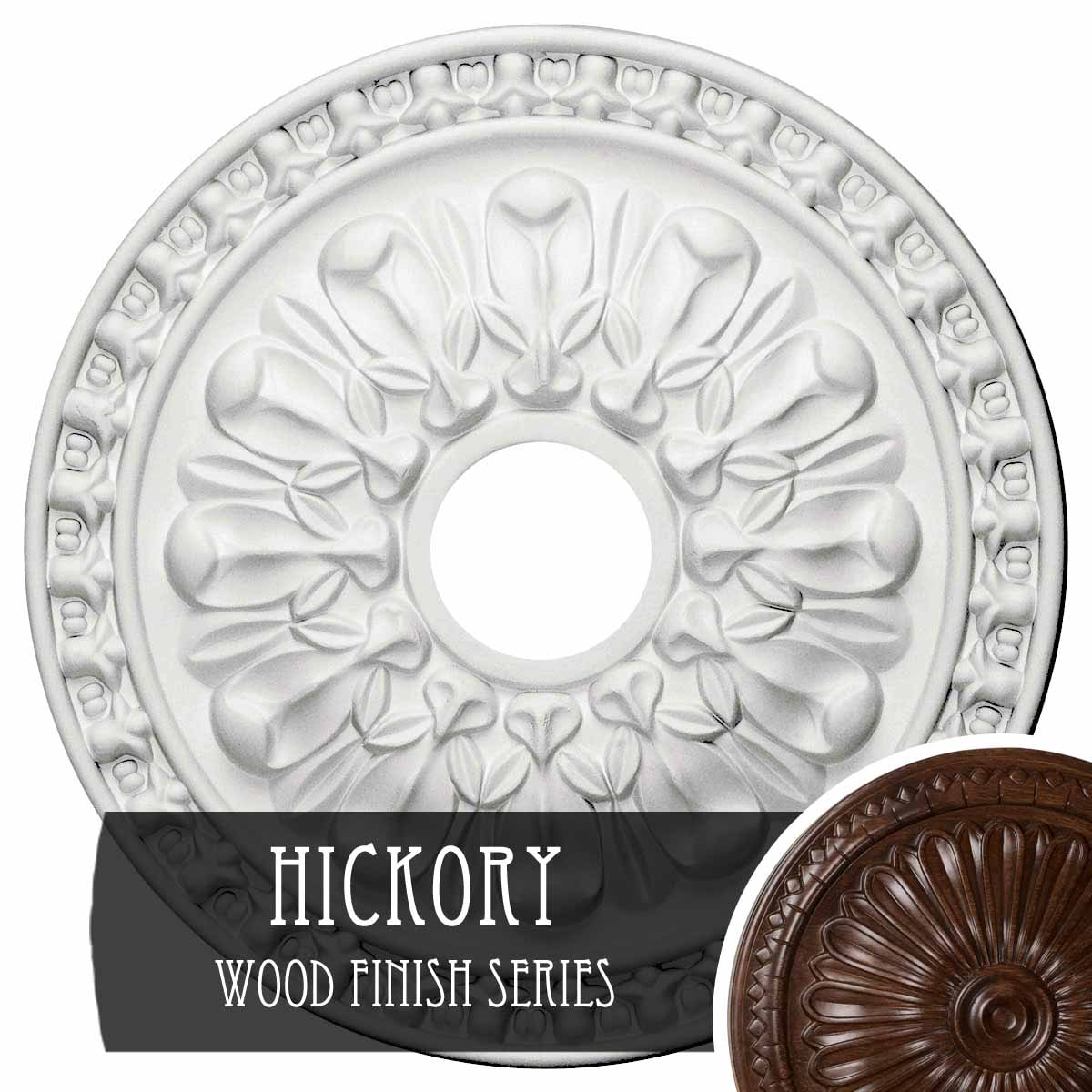 Ekena Millwork CM18WAHIS Warsaw 18-in W x 18-in L Hickory Polyurethane Ceiling Medallion