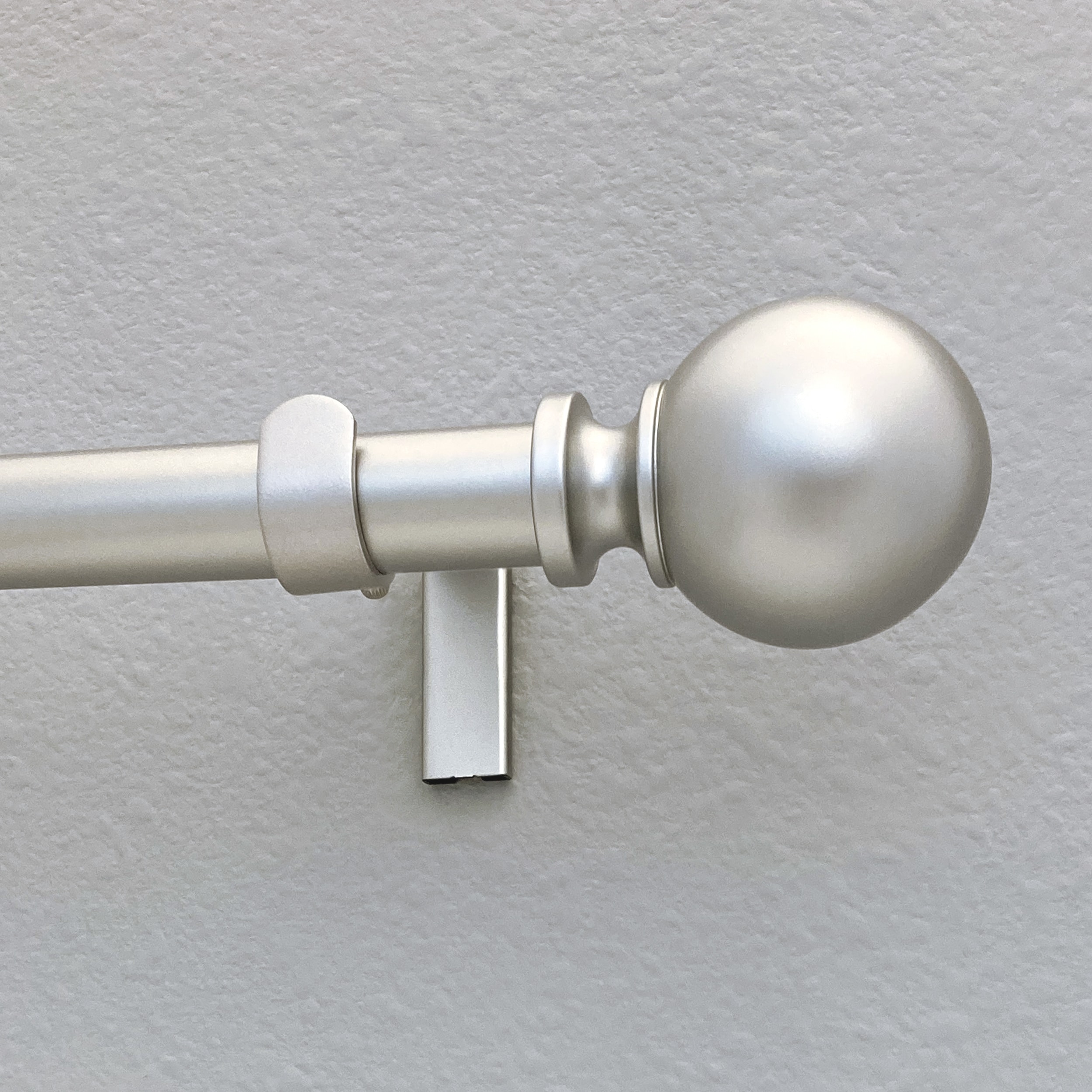 Adjustable Nickel Curtain Rod with Finial 36-72 Inches