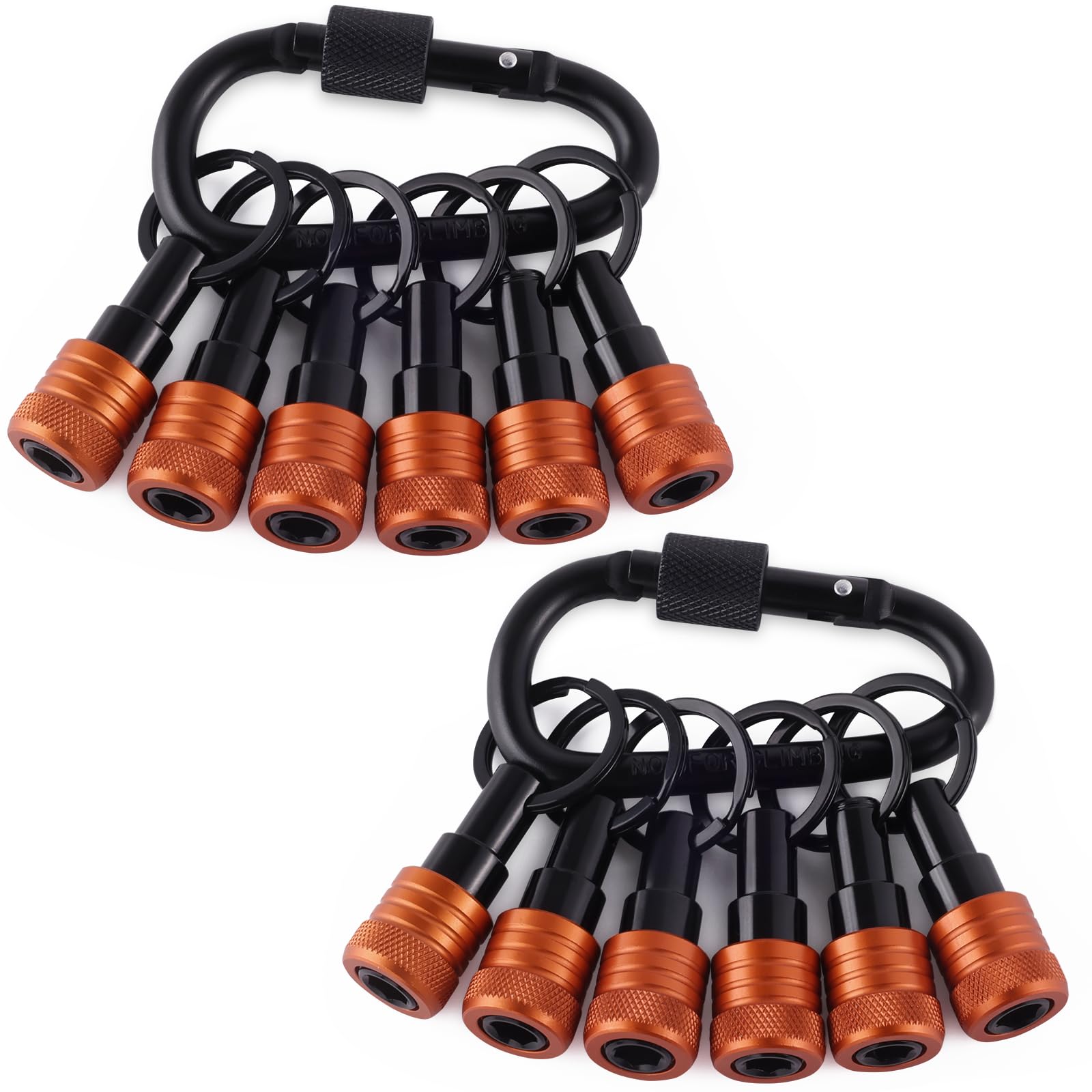 Linder Group Inc Bit Holder Key Chain 12 pcs Set Orange Aluminum Quick Release Hex Shank Accepts Standard Quarter Inch Bits with Carabiner Tool Gift #L3WX3GWM