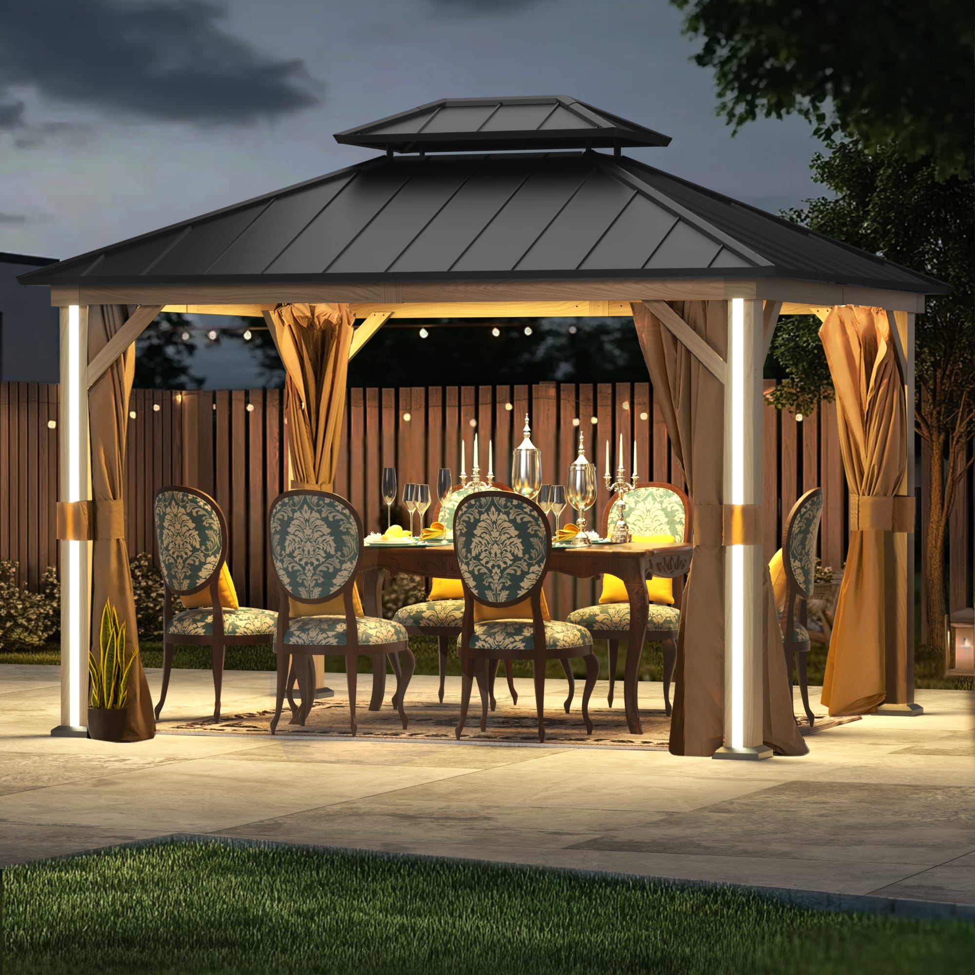 ELEVATE OUTDOORS IG10600042-1012-WBR Wood-Resin-Gazebos - View #3