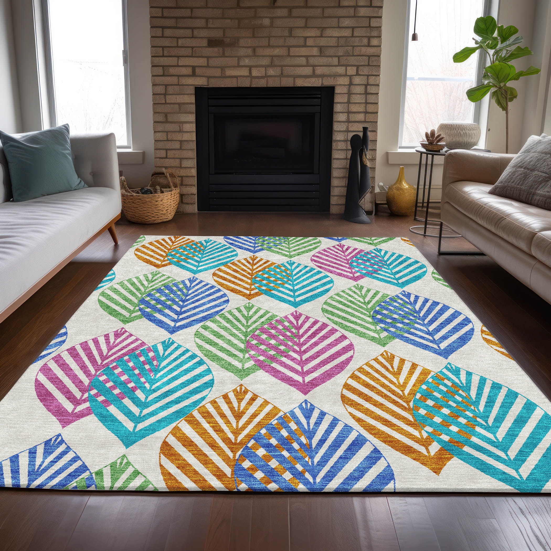 Addison Rugs ACN744WI3X5 Chantille ACN744WI 3 x 5 (ft) Polyester White Rectangular Indoor/Outdoor Geometric Machine washable Area rug
