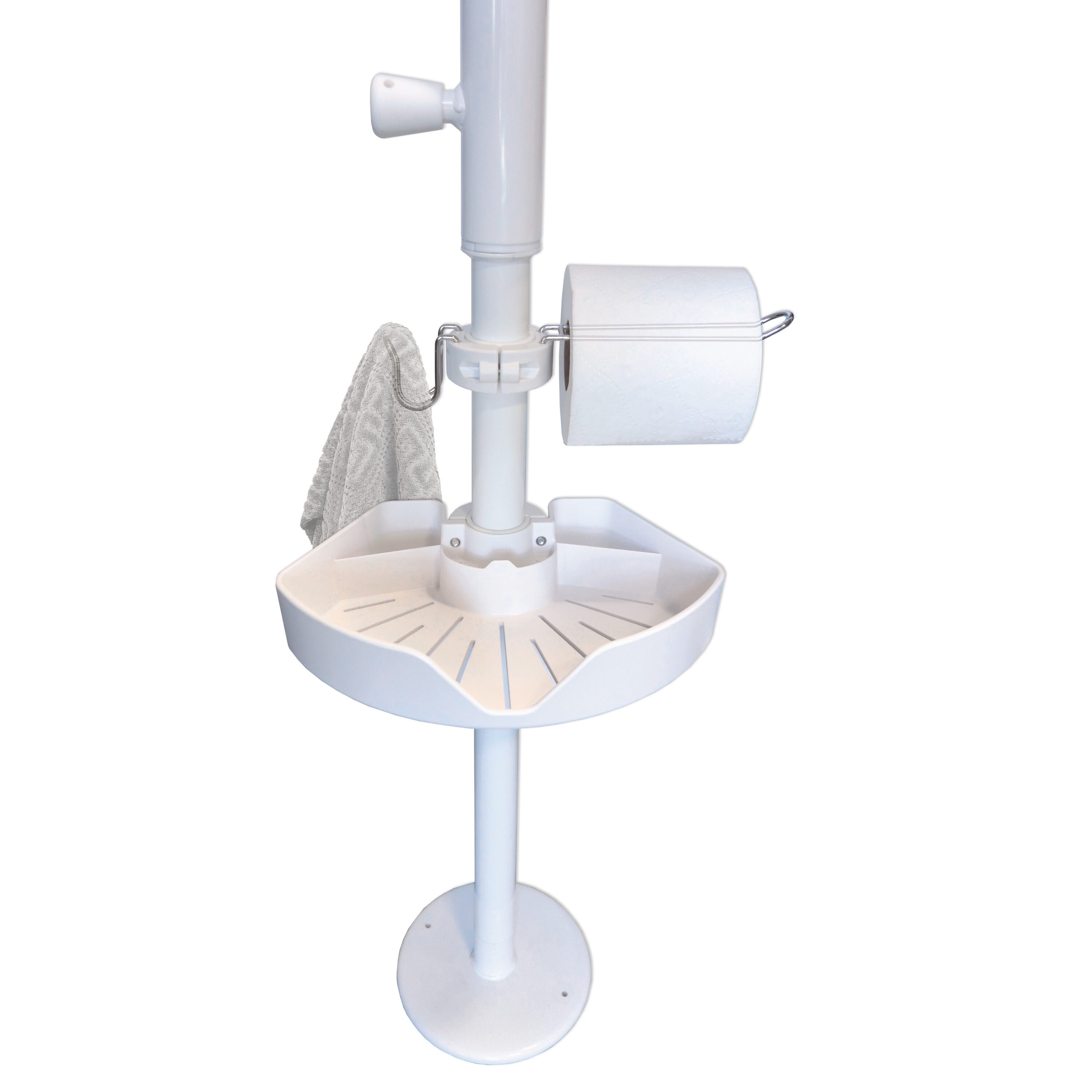 Stander Wonder Pole Accessory Bundle White Organizer Bin with Towel Hook and Toilet Paper Holder Compatible with  Wonder Poles