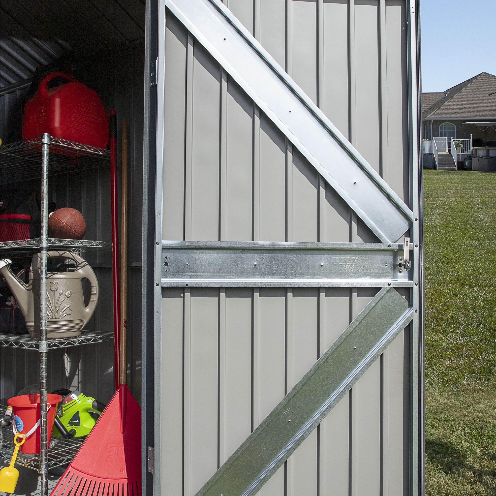 Anthracite 10' x 14' Steel Gable Roof Storage Shed