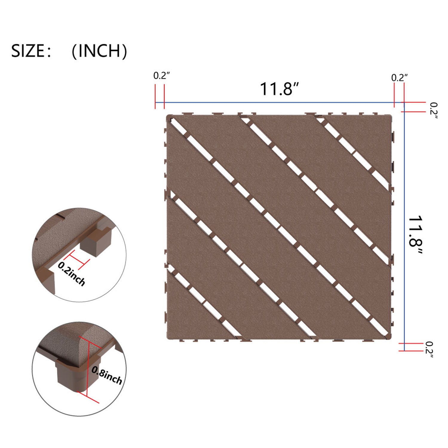 Bybafun 12-in x 12-in 60-Pack Gray Prefinished Vinyl/Plastic Deck Tile (60-sq ft)