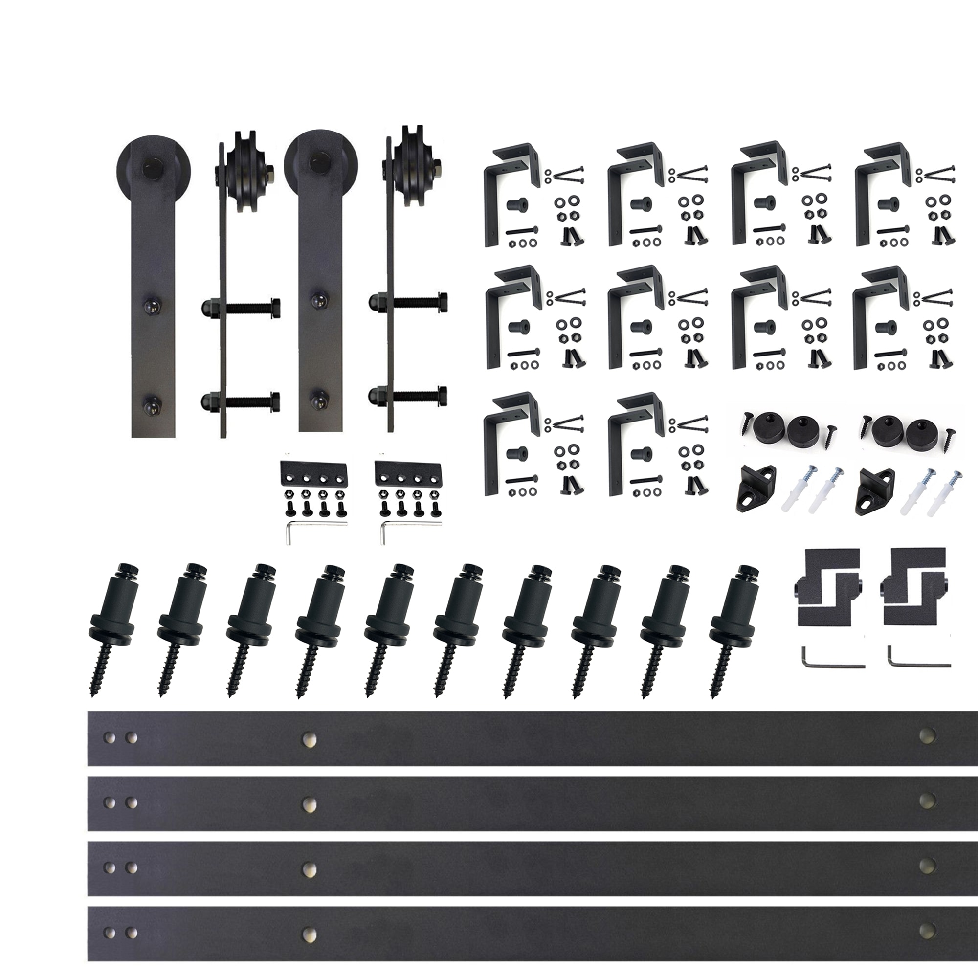 HOMACER 156-in Rustic Black Indoor I-strap Double Bypass Barn Door Hardware Kit ZT4TGH156C Sansujyuku sansujyuku.com