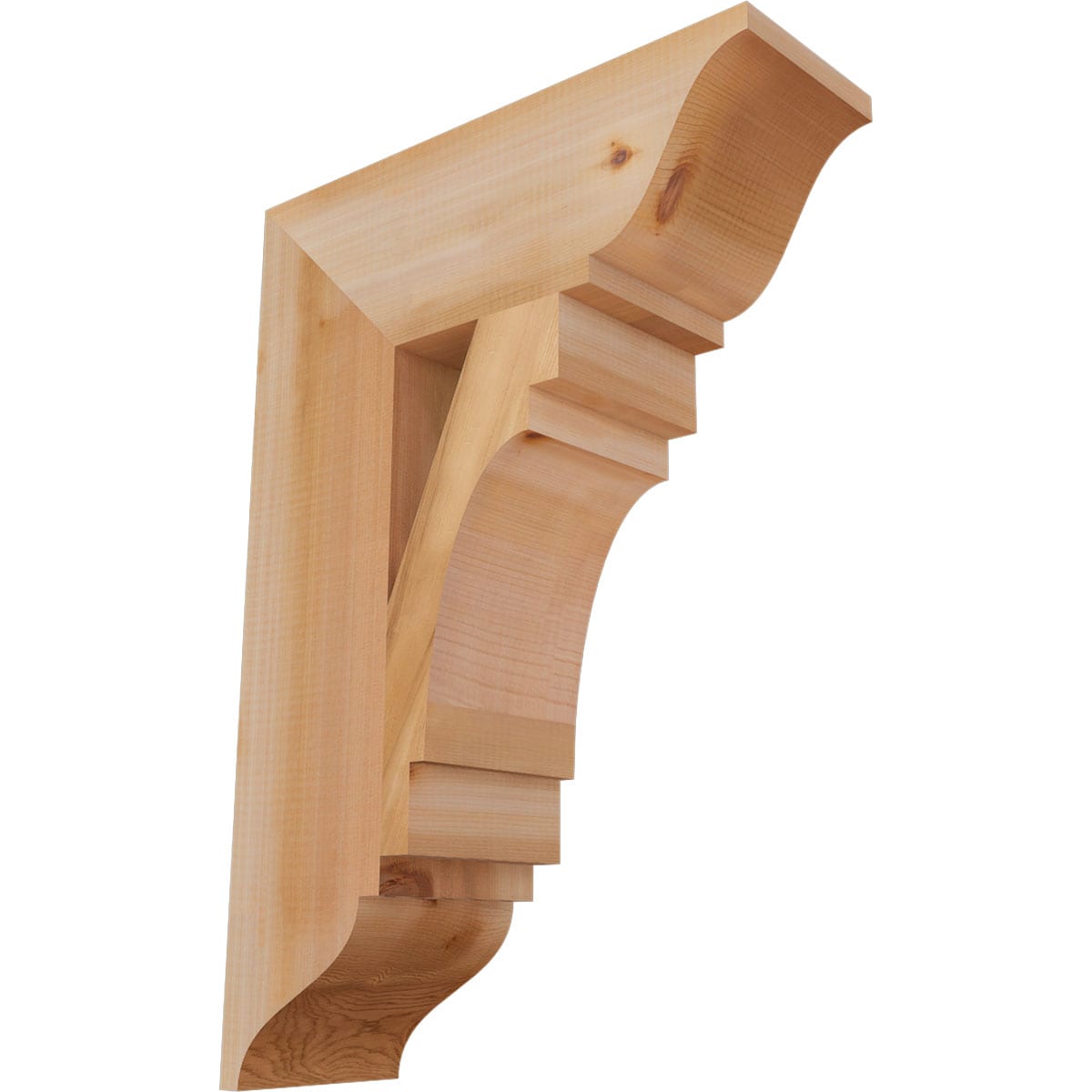 Ekena Millwork BKT06X18X26MRC01SWR Merced traditional smooth 5-1/2-in x 18-in x 26-in Western red cedar Brown Wood Standard bracket
