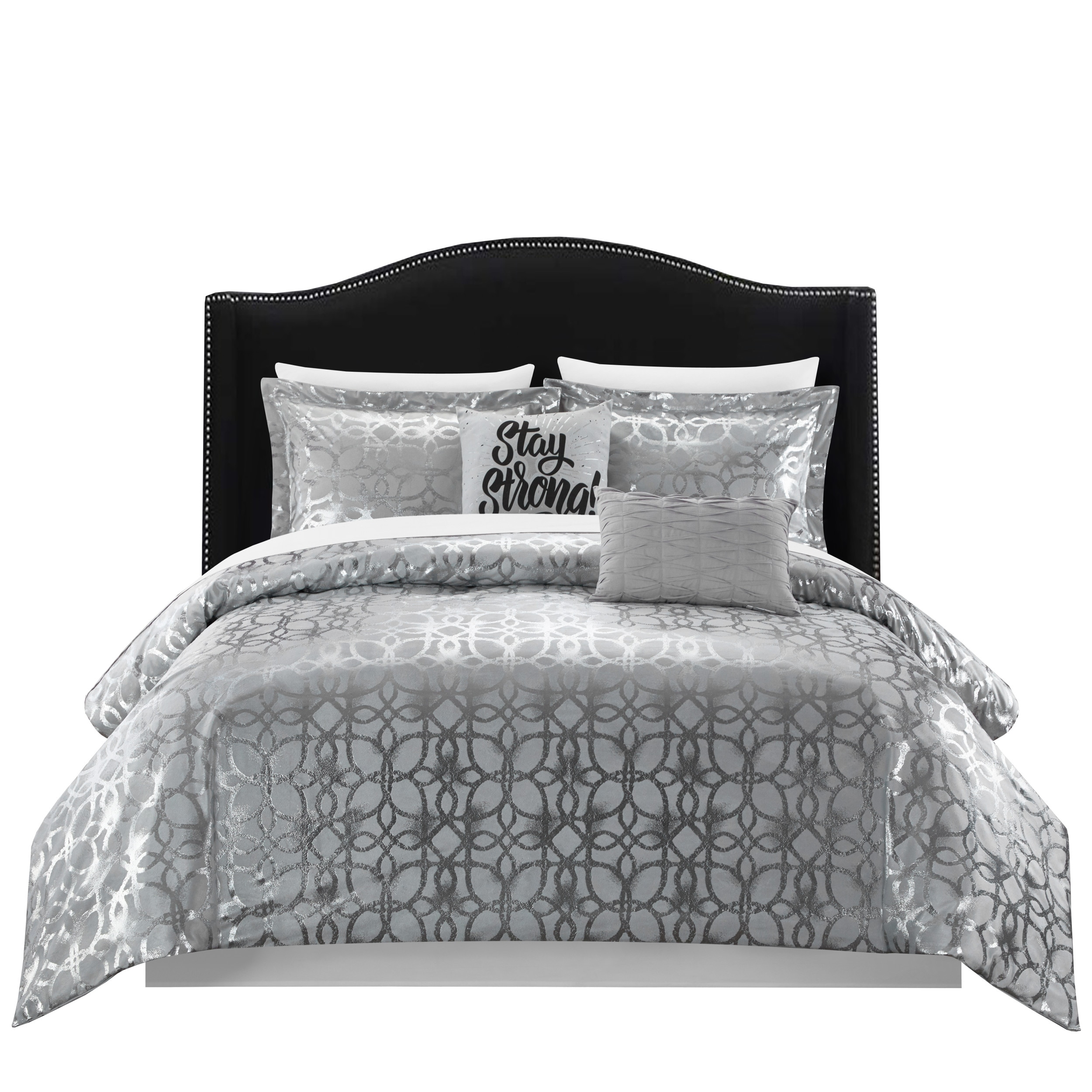 Chic Home Design BCS23988-BIBTR-LW Shefield 7-Piece Grey Twin Comforter Set