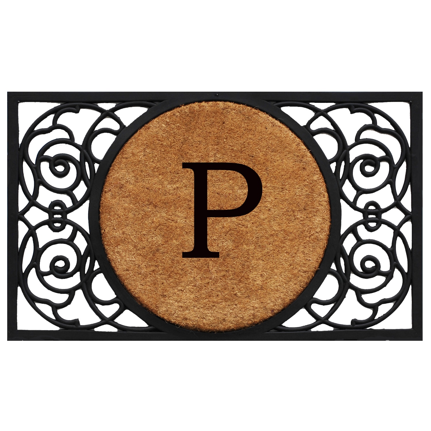 Callowaymills 180031830P 18-in x 30-in Natural/Black Coir/Rubber Non-Slip Grip Indoor or outdoor Decorative Door Mat