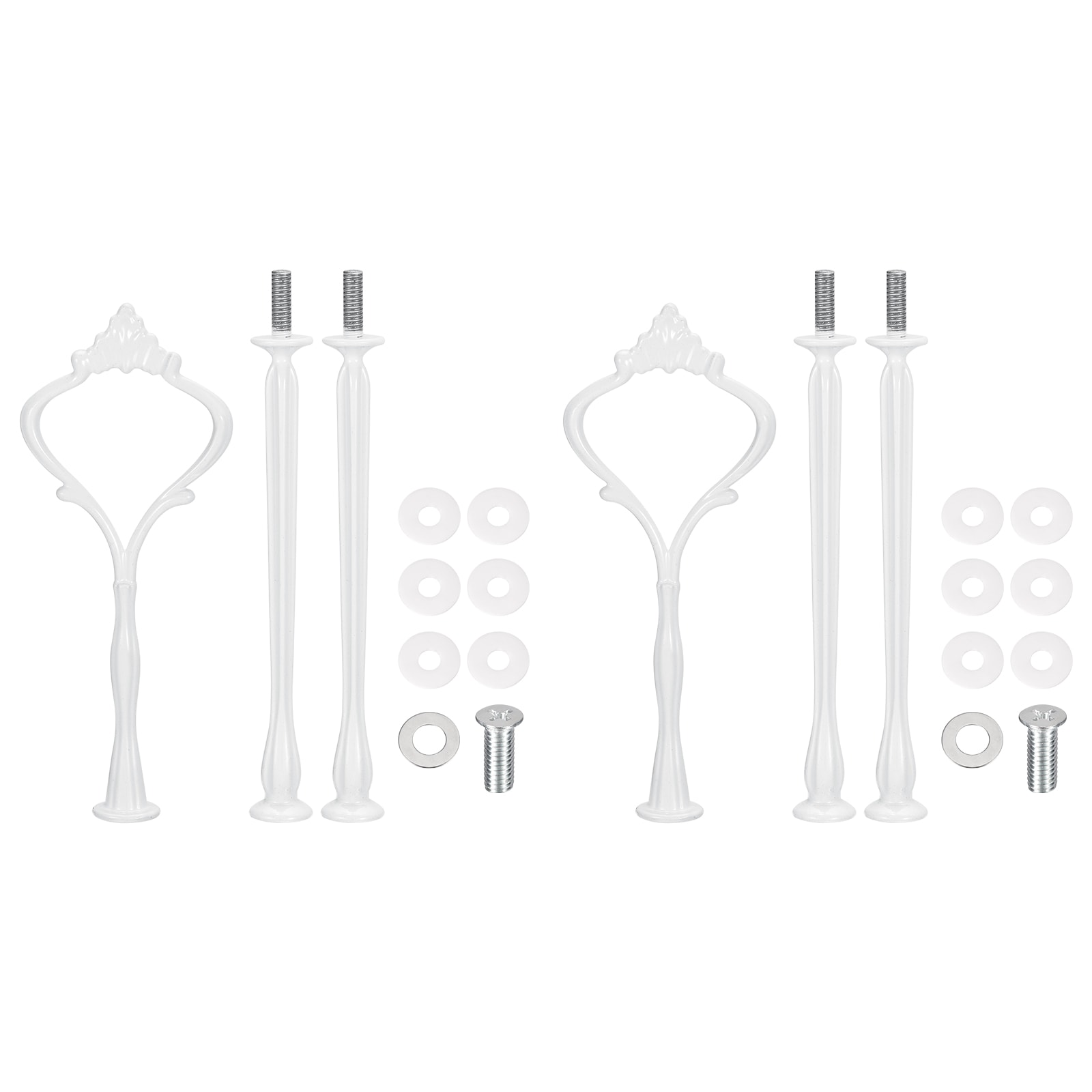 Unique Bargains 2 Set Cake Tray Stand Handle Cupcake Dessert Plate Hardware Fitting Holder Rod Stand Handle for Cake Stand Wedding Party 3-Tiers Large Crown White #S26031800UX3473