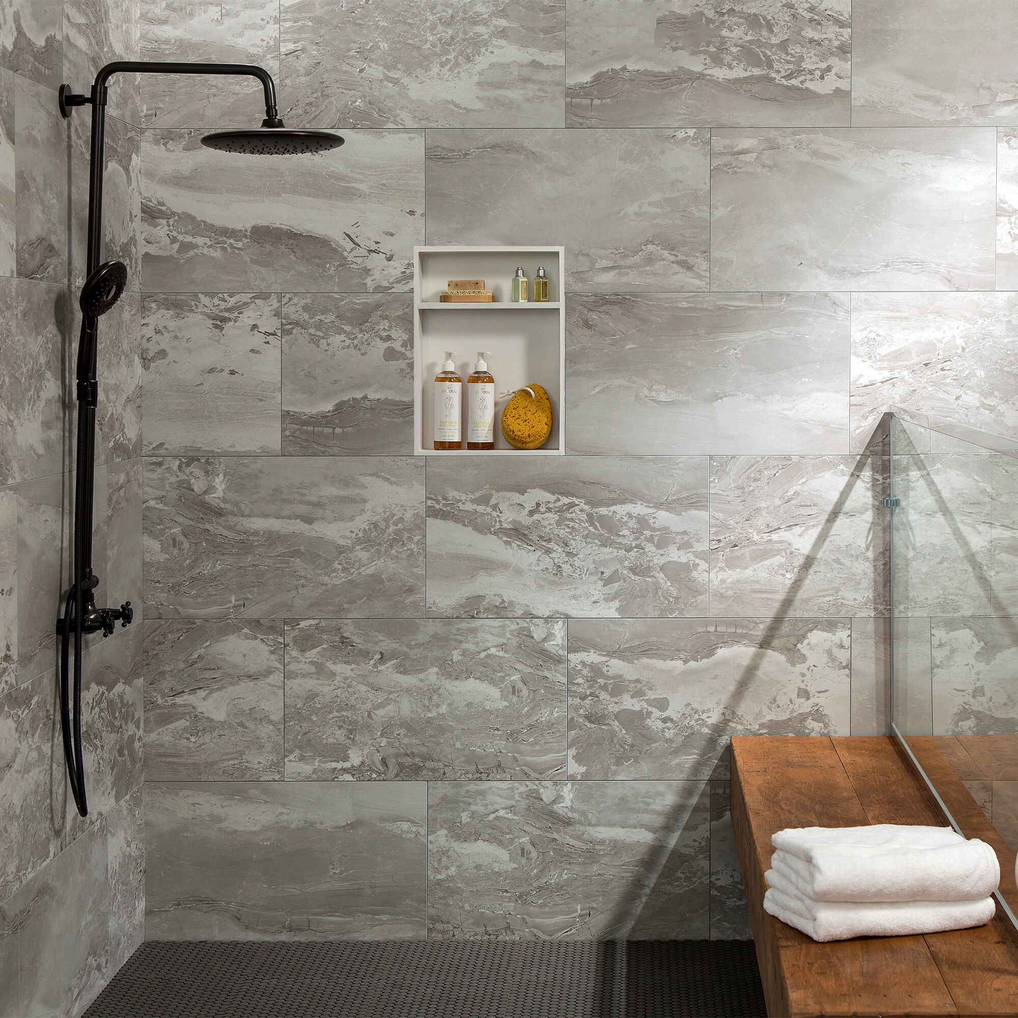 Smoky Sky 25.6 in x 14.8 in Waterproof Vinyl Wall Tiles