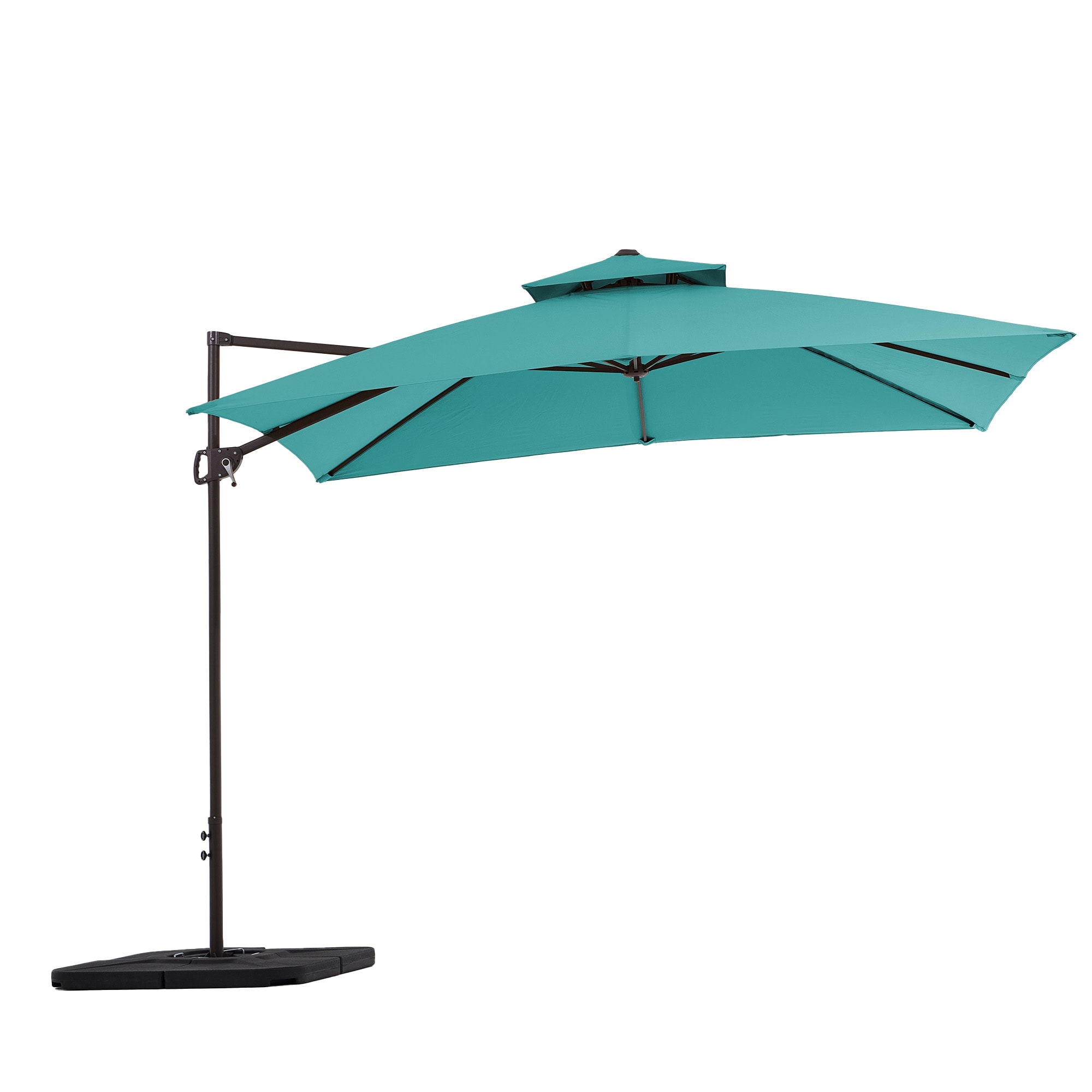 VOUA JYLM-10X10-BU 10-ft Iron Blue Crank Cantilever Patio Umbrella with Base