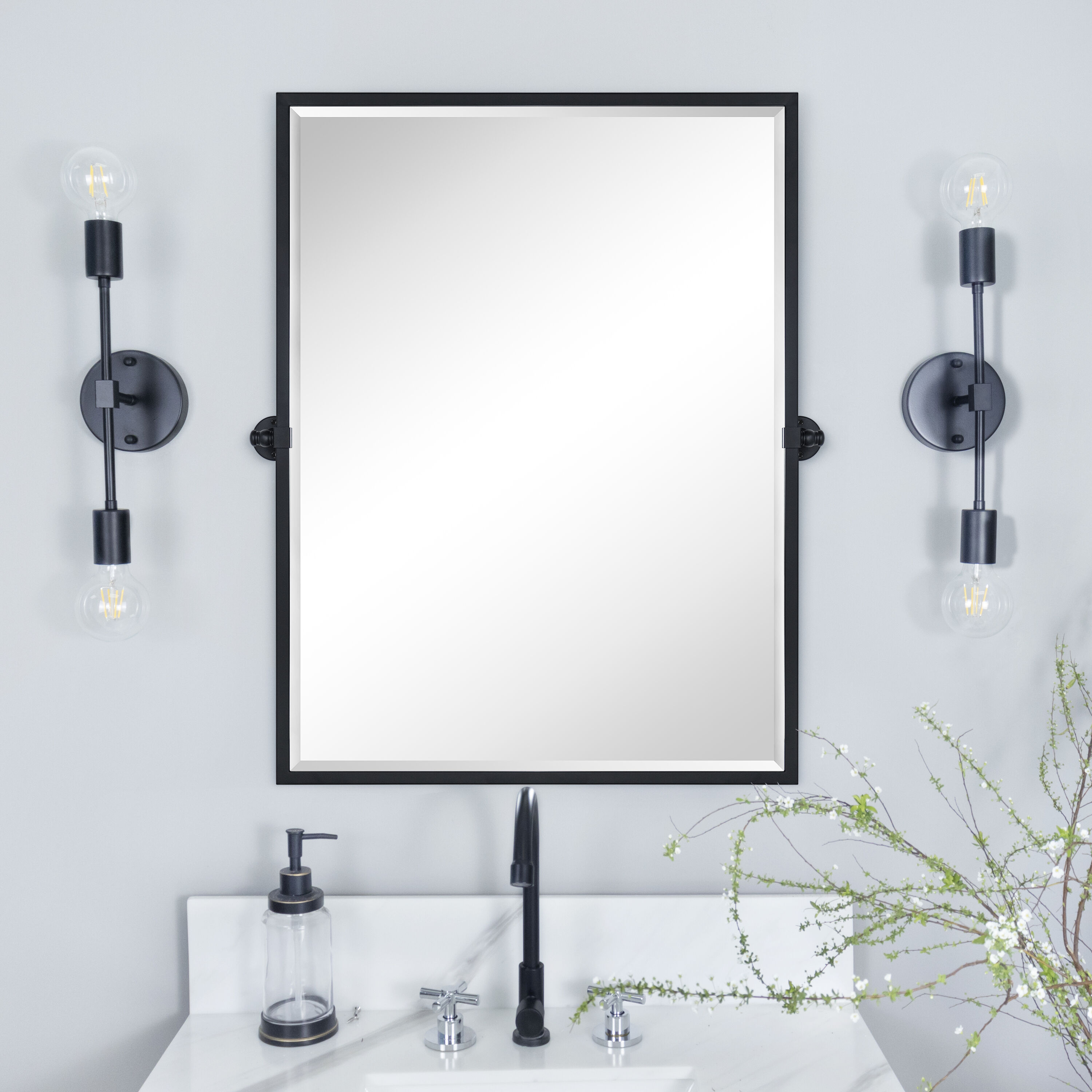 Tehome Blakley 30-in X 40-in Tilting Bathroom Vanity Mirror (matte 