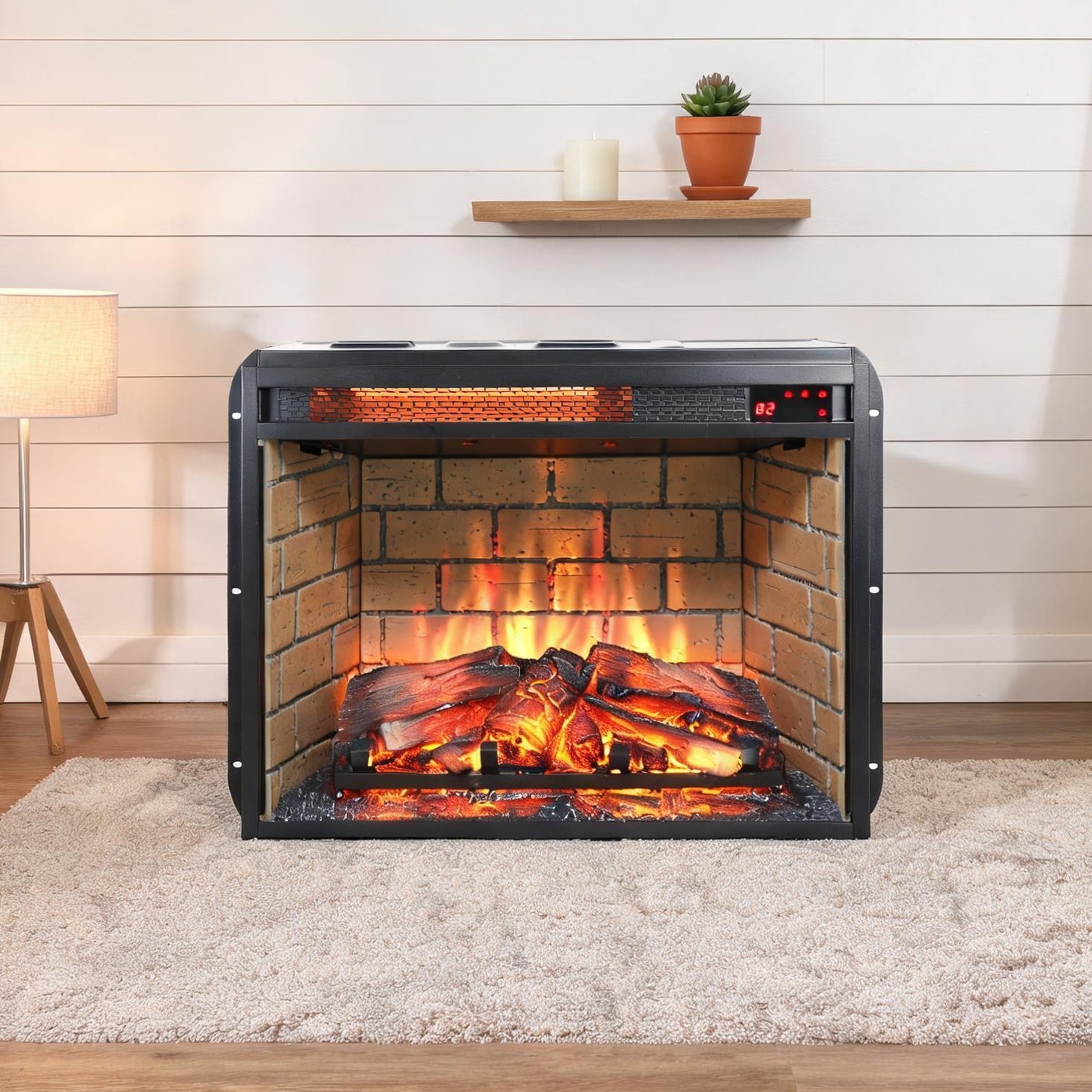 Naturefalls Indoor Fireplaces and Accessories with Antique Black Tempered Glass+Sheet Metal+Plastic Storage and Remote Operation