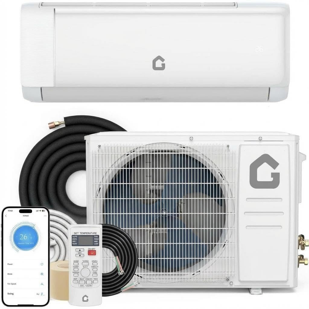 DEXSO 24000 BTU Ductless Mini Split Air Conditioner 19 SEER2 208 230V Heat Pump Cooling Heating System for 1500 Sq Ft Space