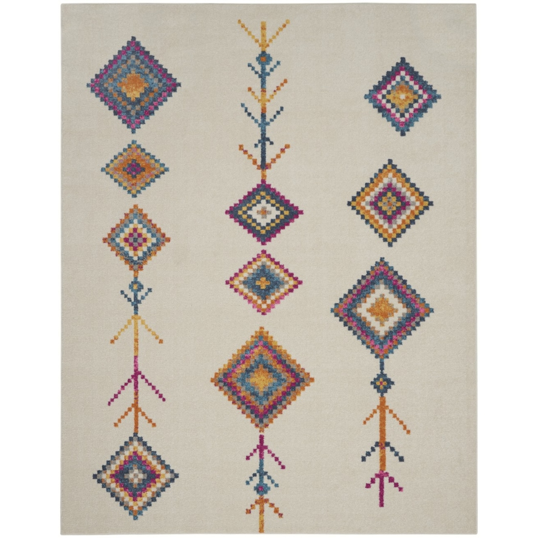HomeRoots 4000385803 7 x 10 (ft) Polypropylene Ivory Multi Rectangular Indoor Geometric Area rug
