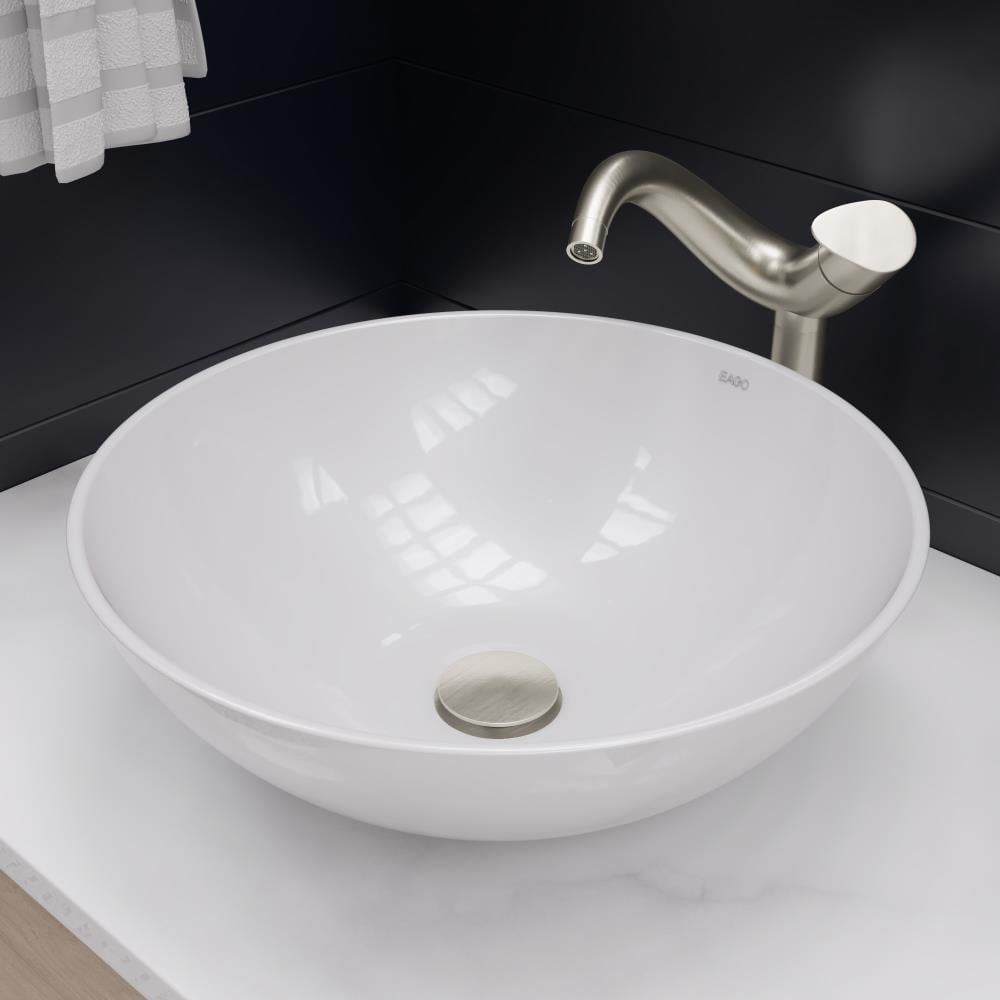 EAGO BA351 Porcelain Vessel Round Modern White Bathroom Sink ( 17.88-Inches x 17.88-Inches )