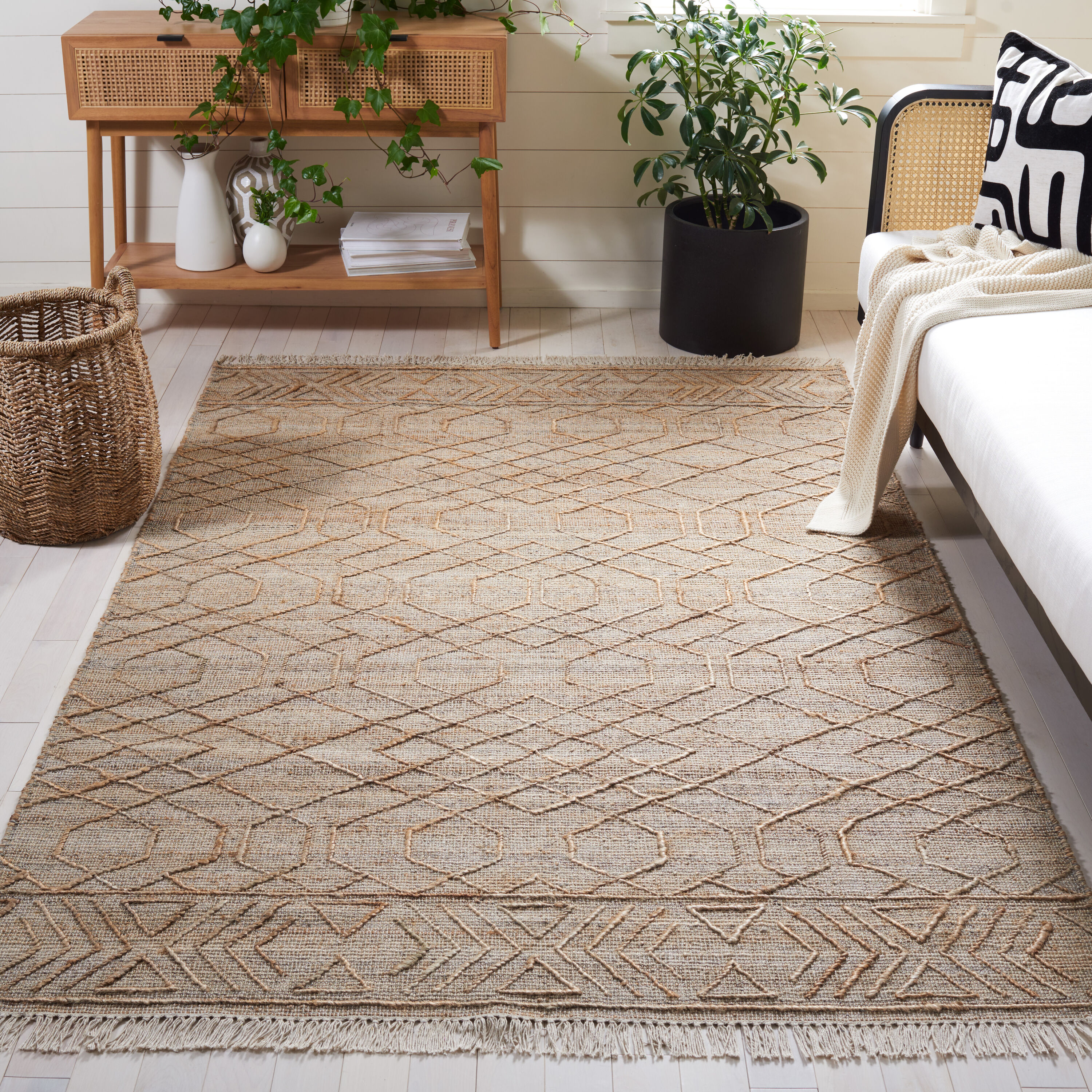  Natural Fiber 407 Natural/Beige Bohemian 4ft x 6ft Small Rectangle Rug