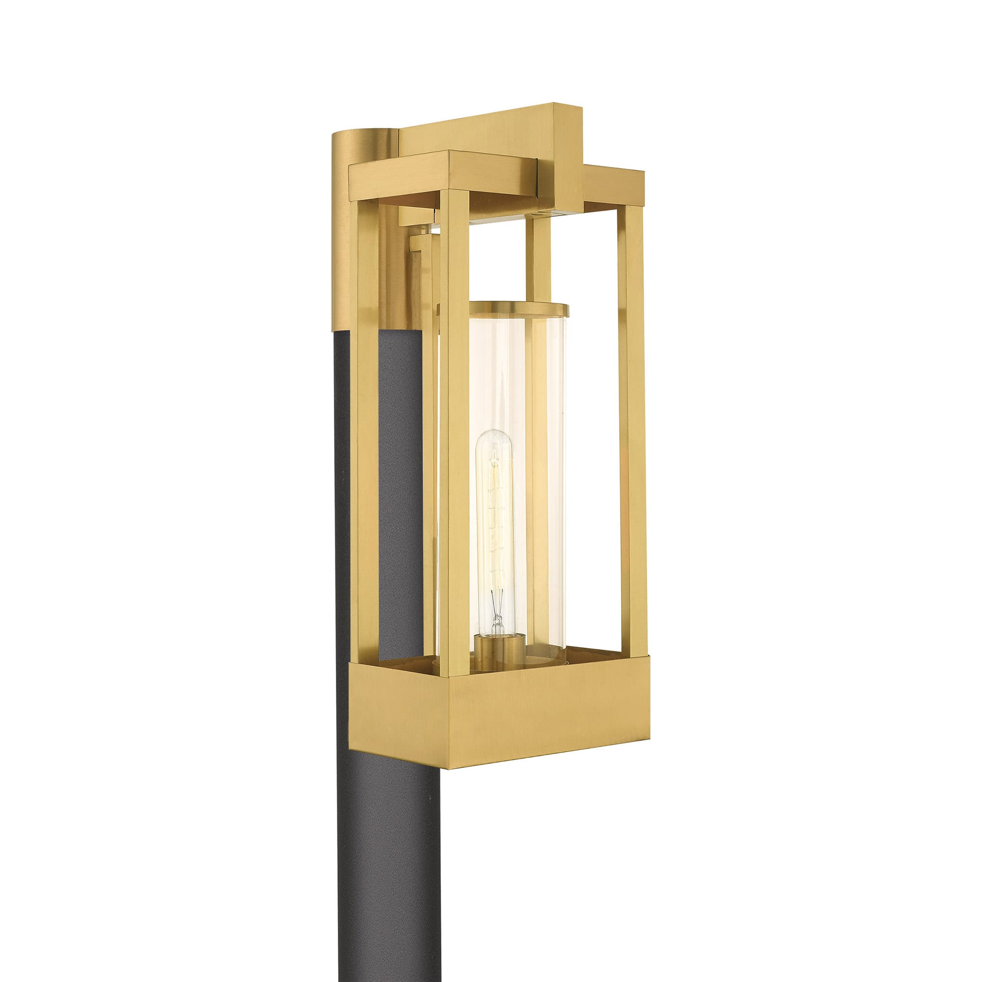 Livex Lighting 20996-12 Delancey 18.875-Inches Satin Brass Modern/contemporary Outdoor Light post lantern