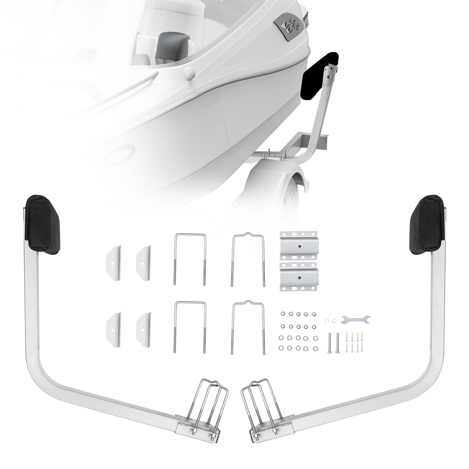 VEVOR SCCTCDGTXTX001795V0 Marine Trailer Assistant  27.6in Flexibly Adjustable Bunk Guide-Ons  Pair of Durable Steel Support Poles  Robust Roller Guide  Suitable for Ski Boats  Fishing Boats  or Sailboats 20