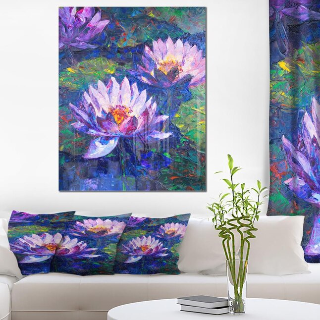 Designart Blue Lotus Oil Painting- Floral Metal Wall Art at Lowes.com