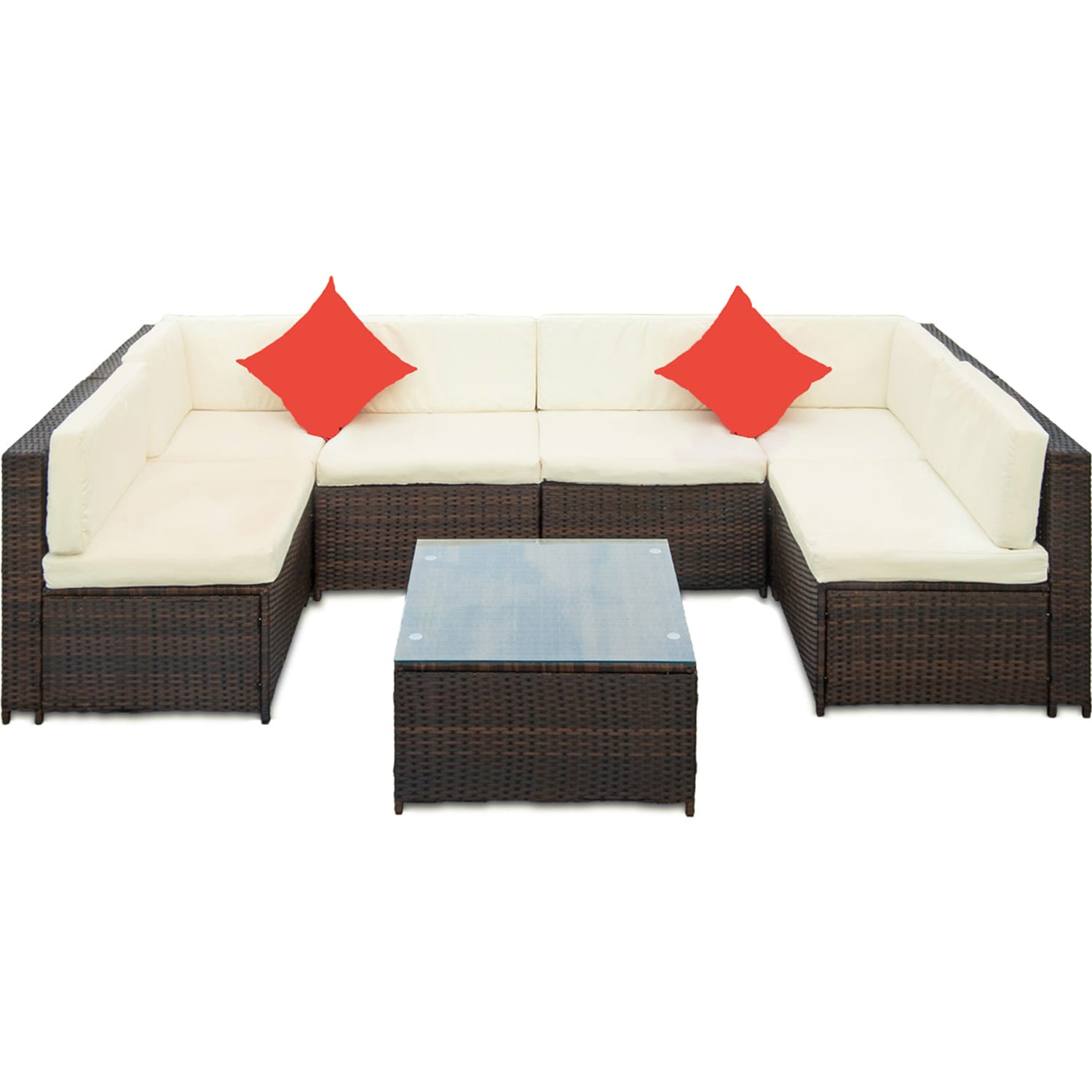 SINOFURN SYA010236BG Patio Bistro Set Outdoor Rattan Seating Group with Cushions