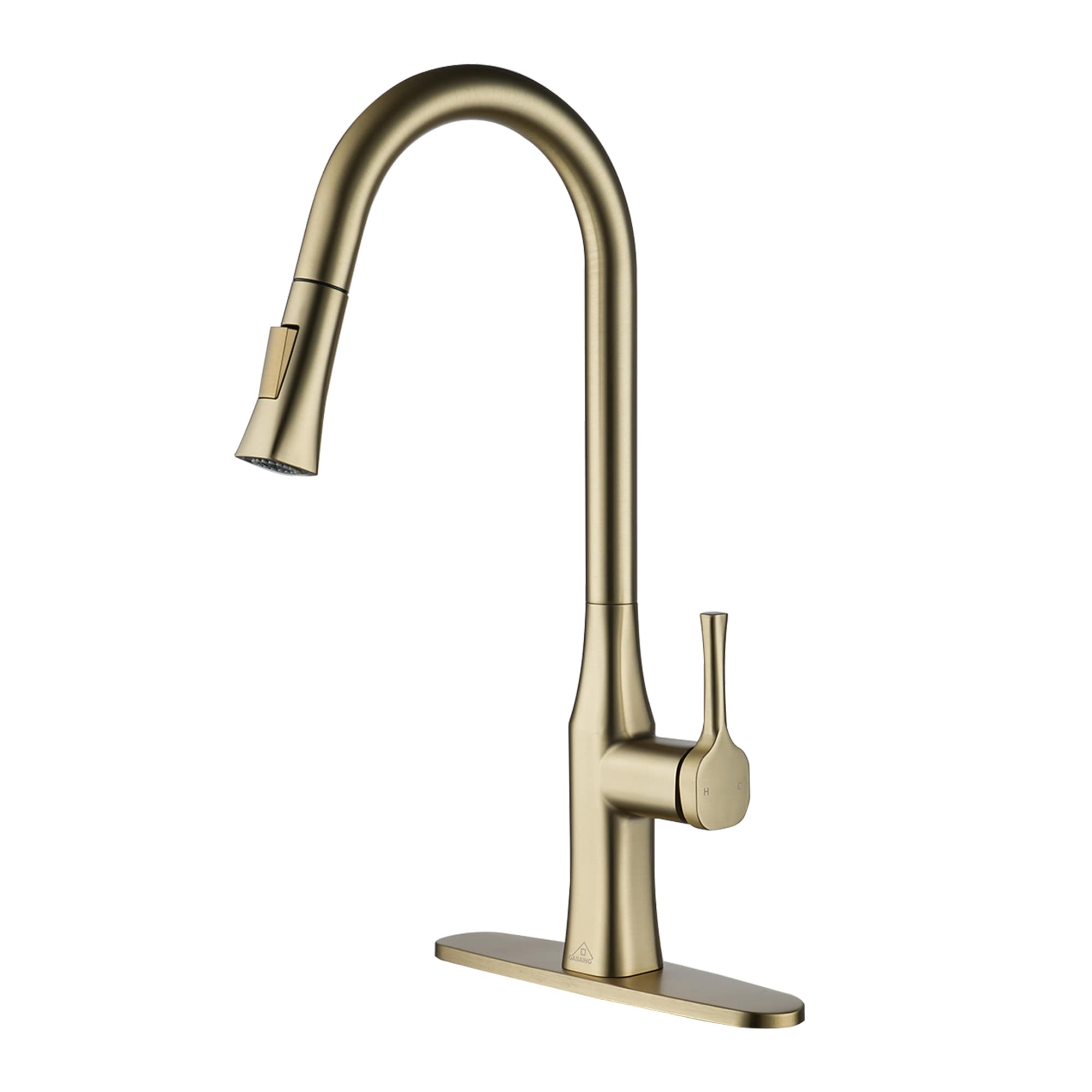 CASAINC CALTC08ORB Brushed Gold Single Handle Deck-mount Pull-out Kitchen Faucet with Sprayer ( Deck Plate Included )